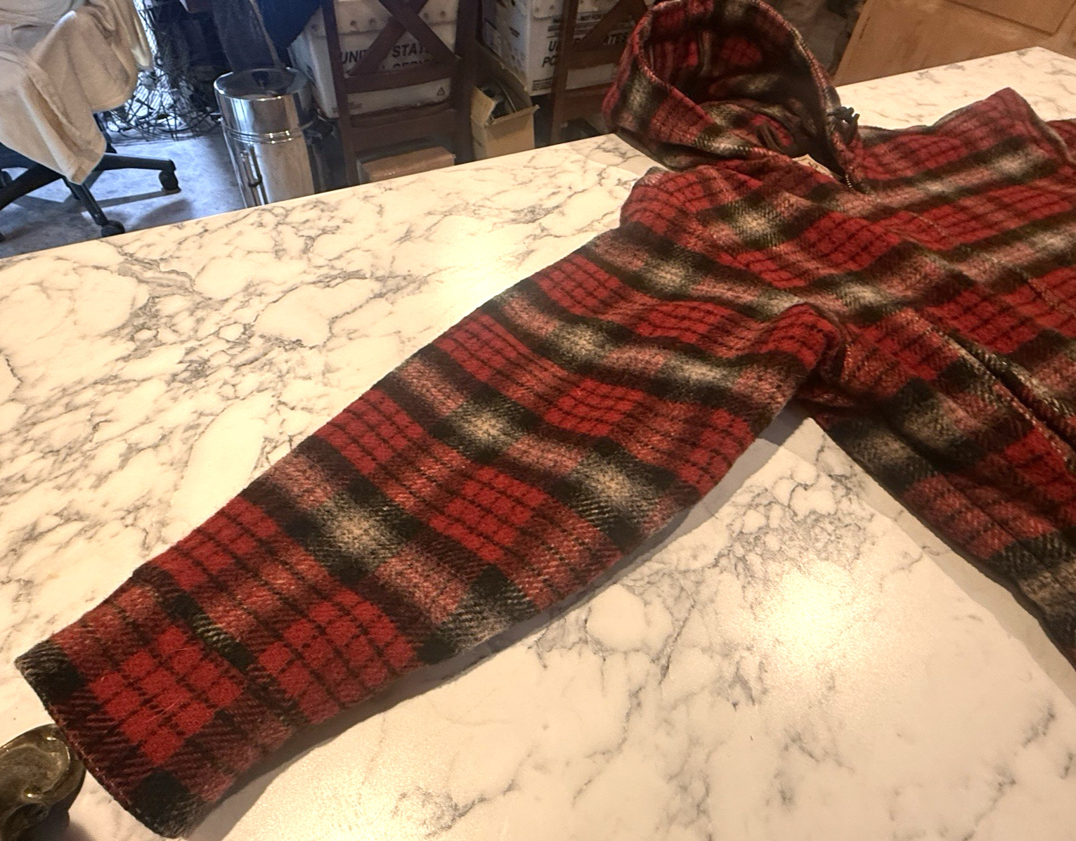 Vintage Woolrich Red Plaid Coat 44 Chest Chore Work Casual Jacket Womens M Men S