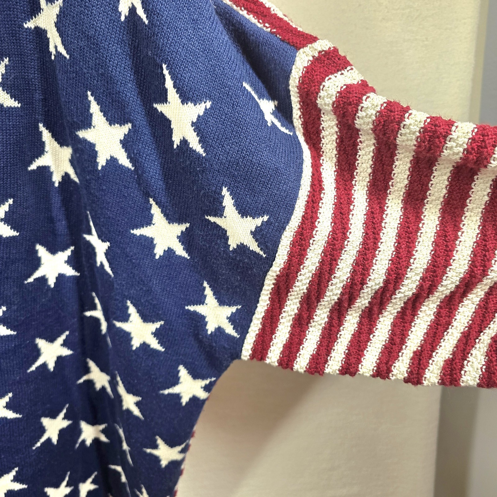 Vintage American Flag Novelty Cotton Chunky Knit Cardigan Women’s Plus 22/24 3X