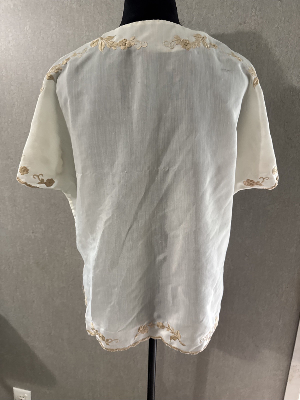 Vintage 70s Embroidered Peasant Blouse | Homemade Scalloped Boho Top S M