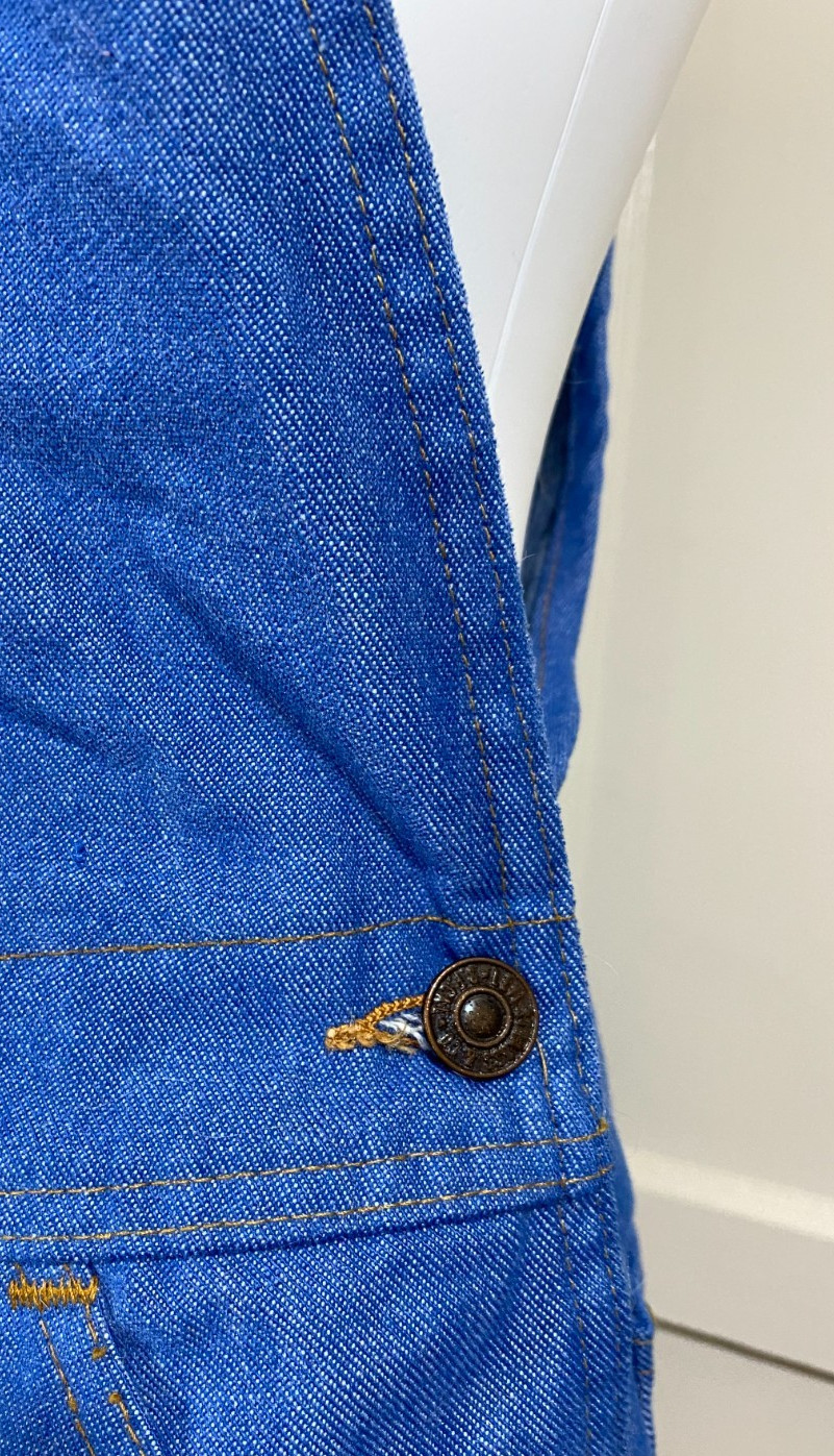 VINTAGE 70s Levis 799 Overalls Double Blank Orange Tab Flare Tags Attached 30×33