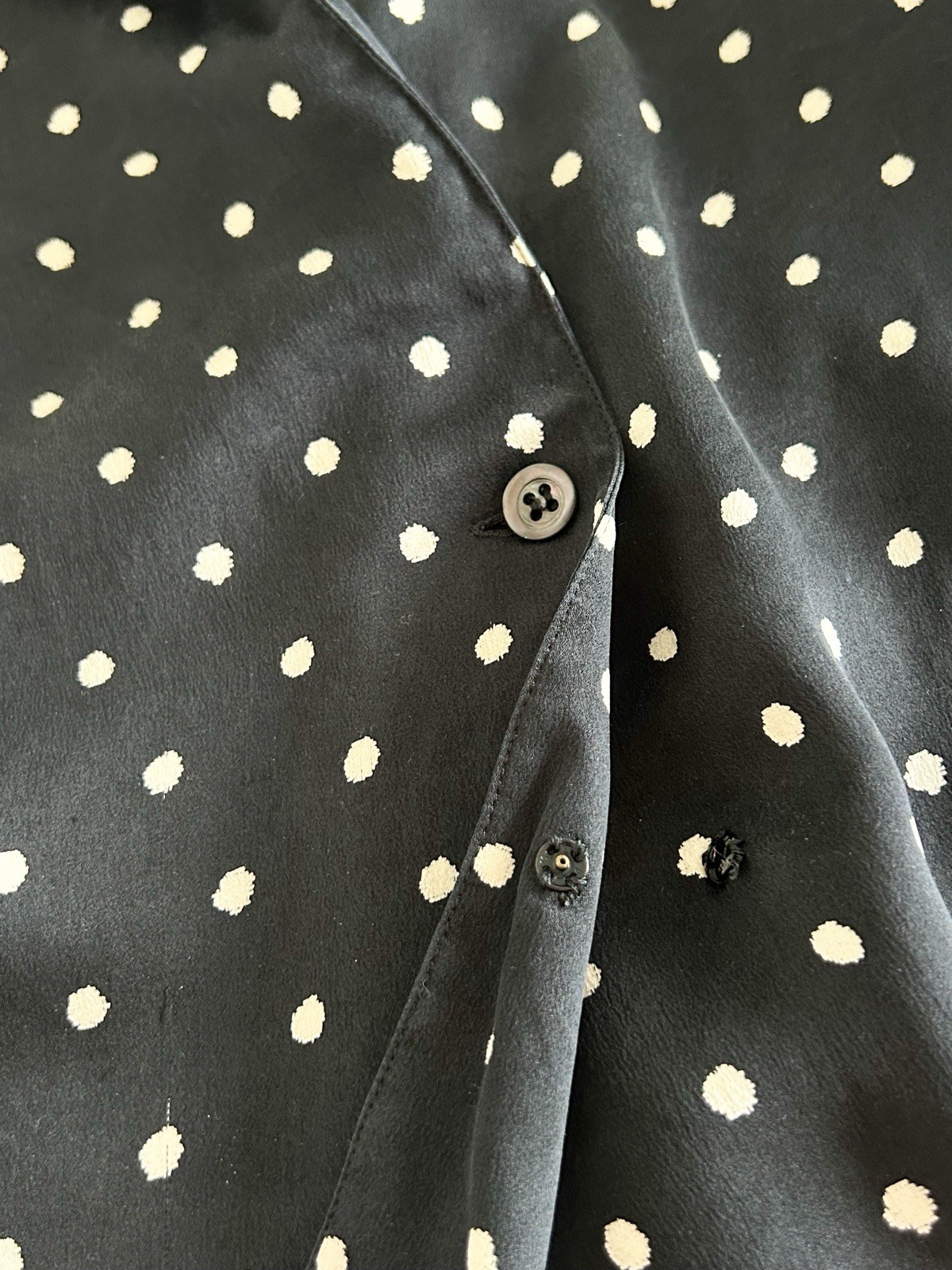 Christian DIOR Boutique Vintage Polka Dot Silk Blouse, 1980s, 1990s