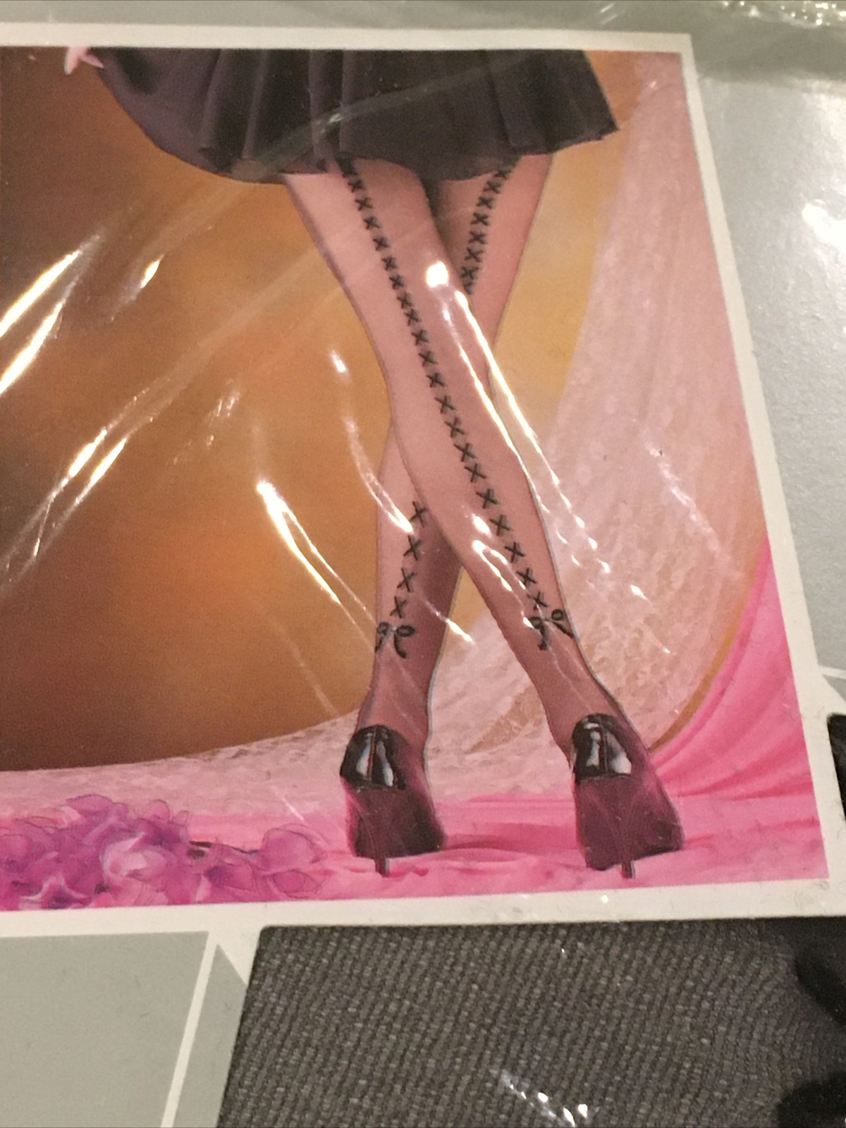 HiBaly Fashion Pantyhose Flock & Rhinestone VTG 100% Nylon BOW & X Design NIP