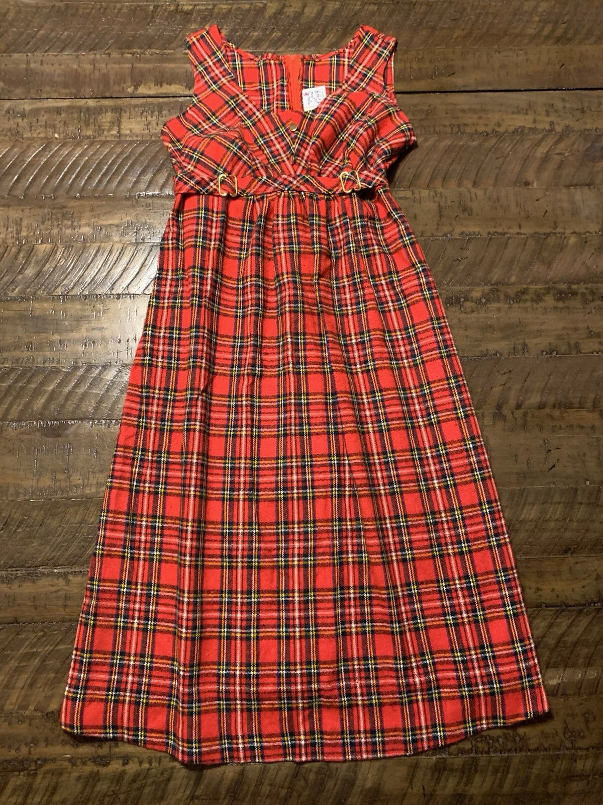 1960s Mary Jane Red Tartan Plaid Jumper Dress – Vintage Size 4 Fits S/M Holiday