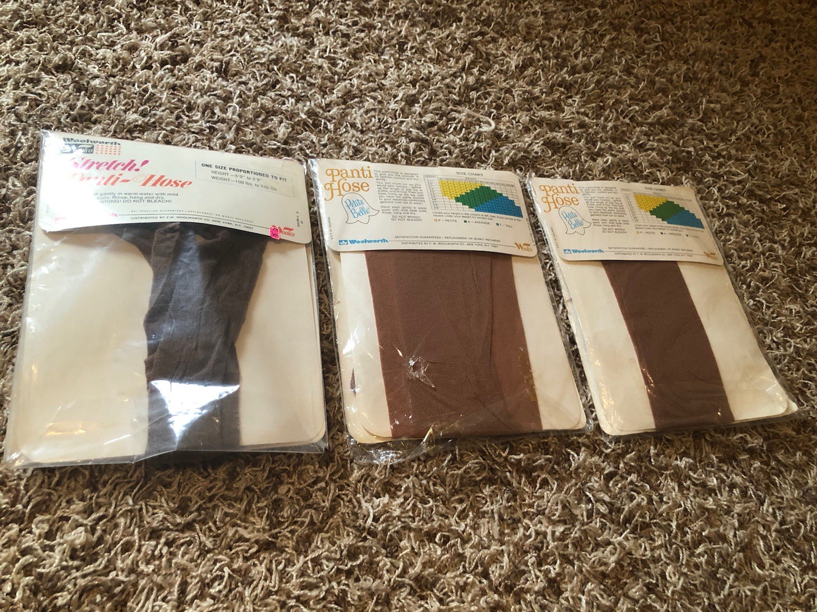 Vintage Woolworth 1970’s Petite Belle Stretch! Panty Hose lot OS Rosetone/Tan