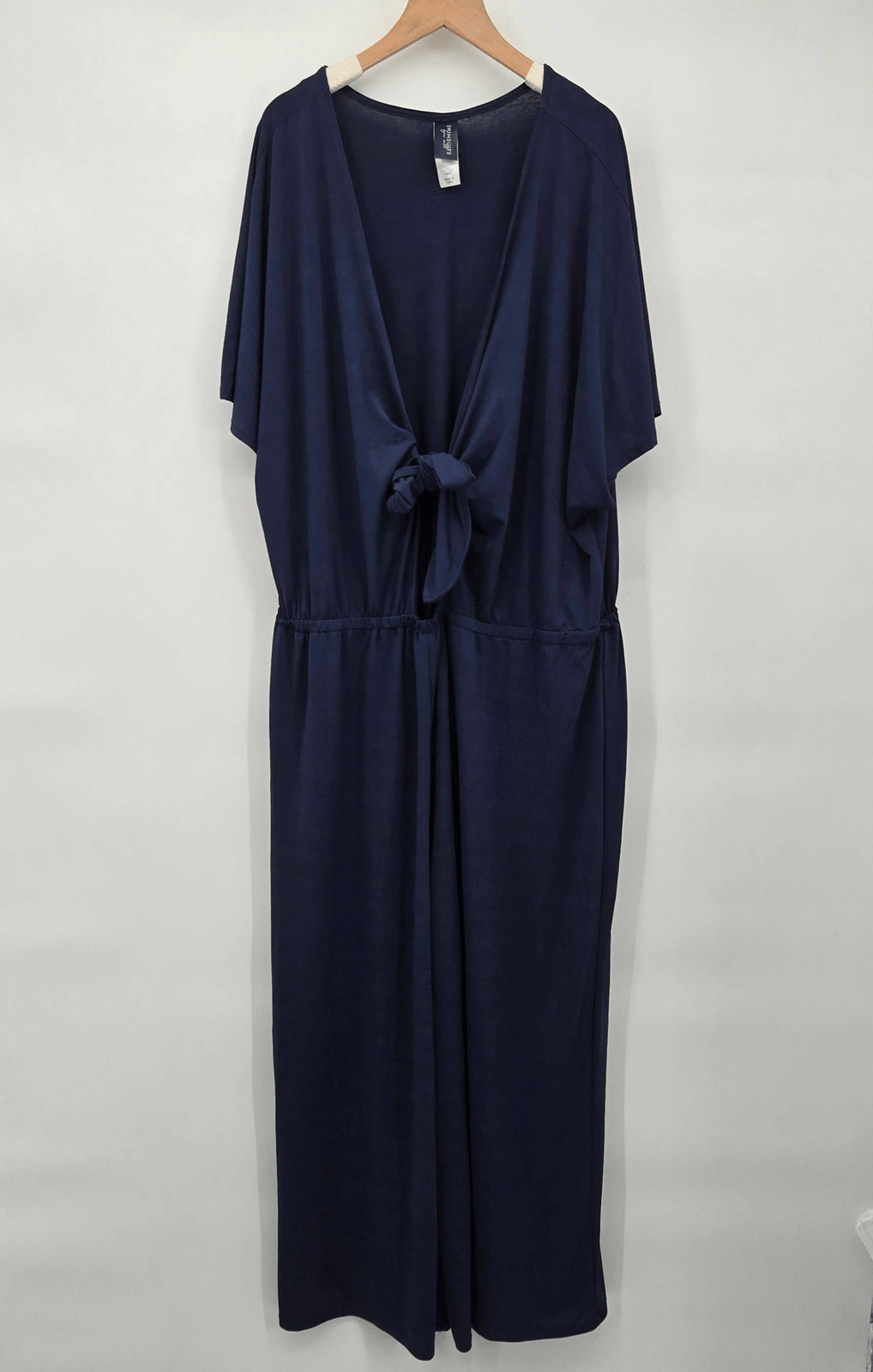 Swimsuits for All Jumpsuit Cover Up Size 18/20 Navy Tie Front