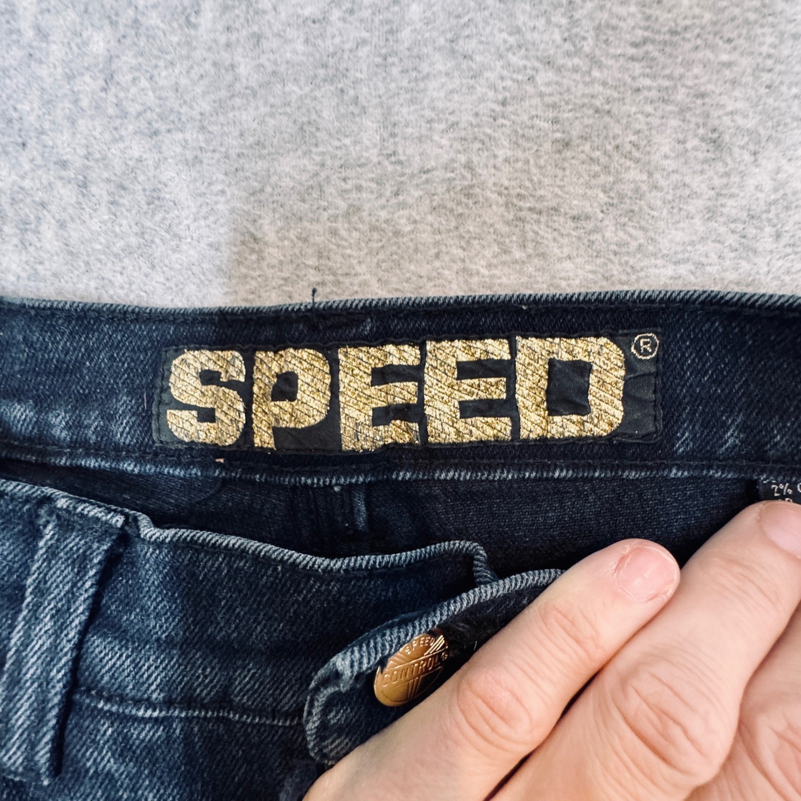 Y2K Embellished Jeans Studded Patched Denim Vintage 90s Speed Grungecore SZ 8