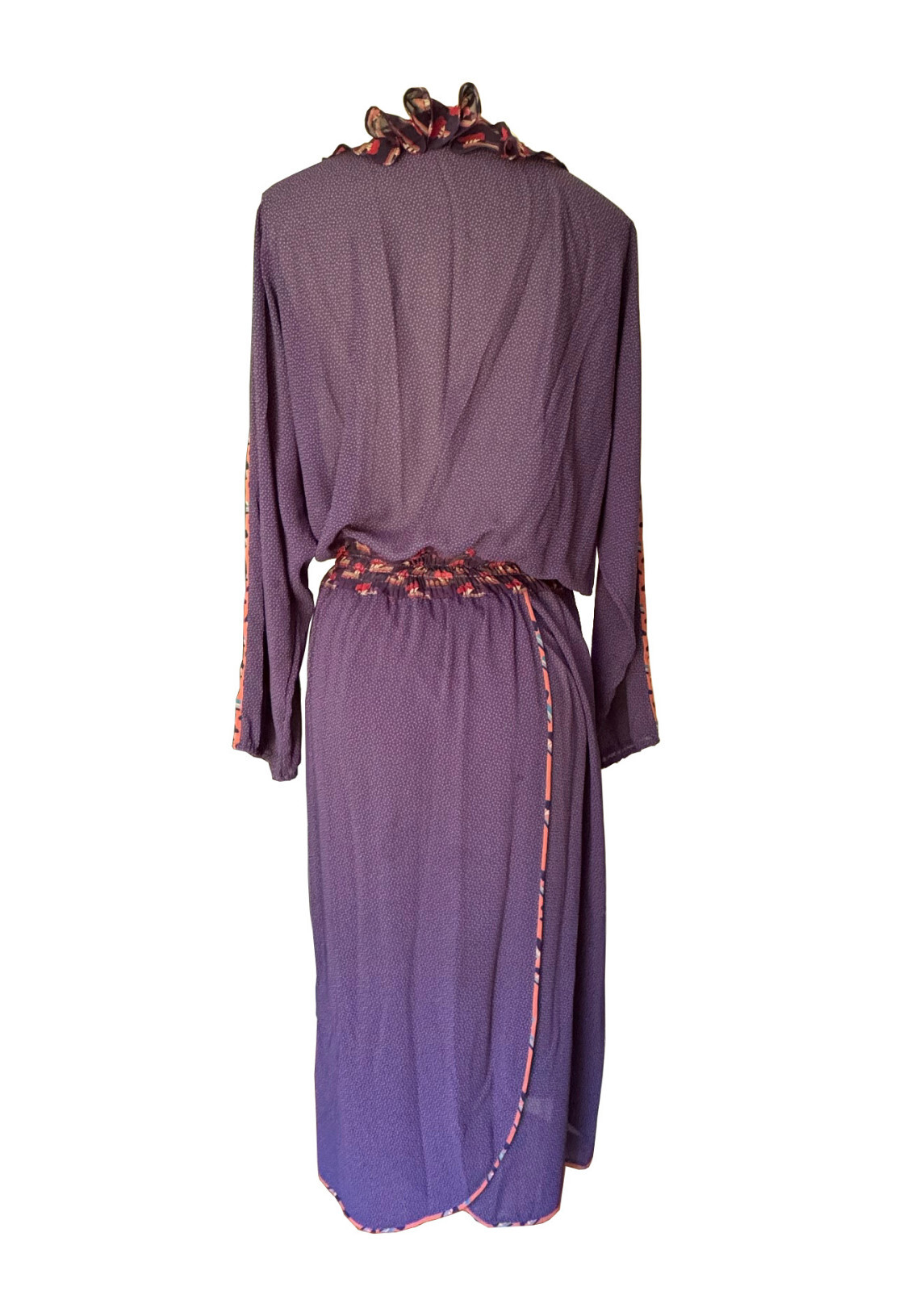 DIANE FREIS Vintage Blouson Dress Georgette Faux Wrap Prints Ruffle Accents O/S