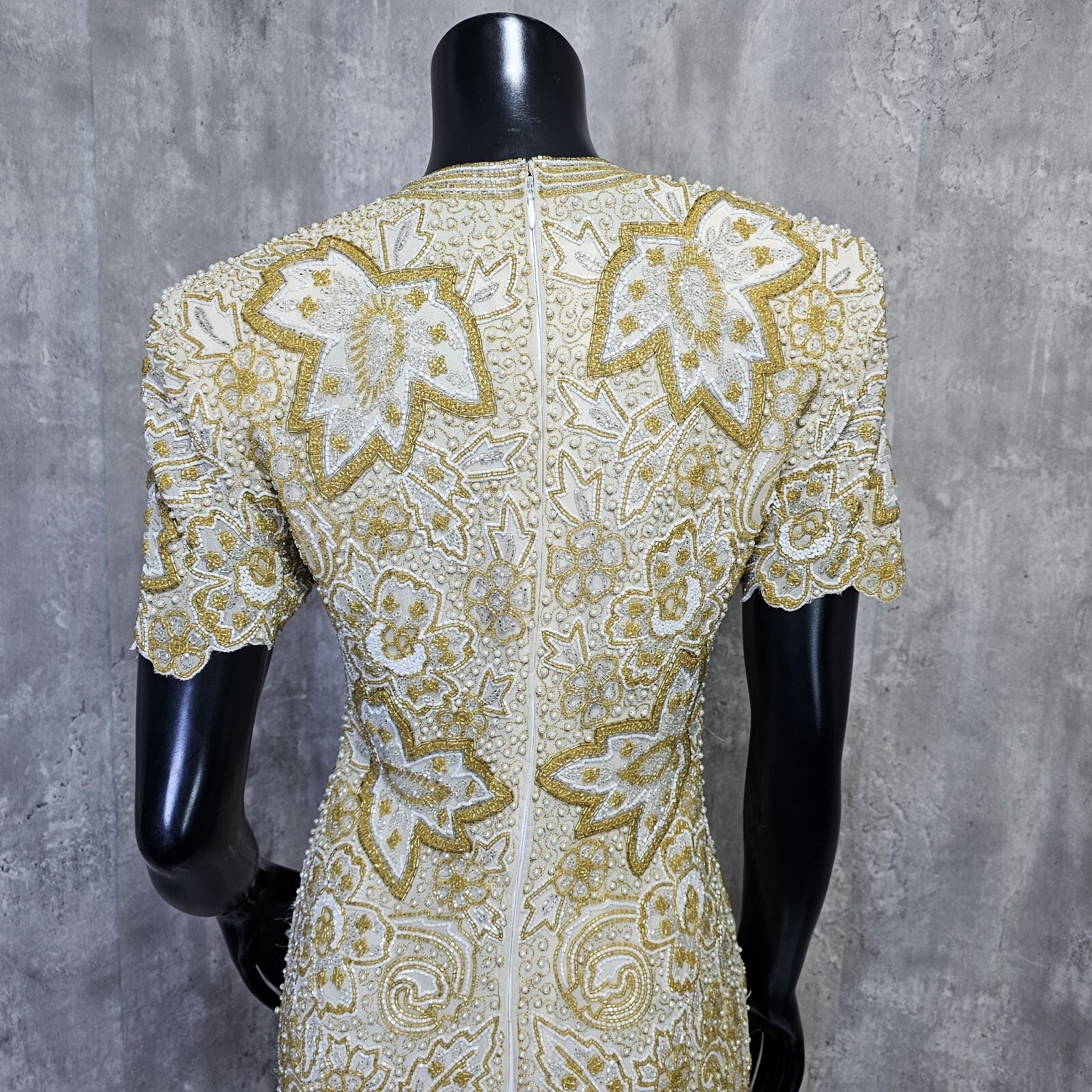 Vintage 80s Naheem Khan Riazee Nights CACHE Heavy Beaded Formal Cocktail Dress