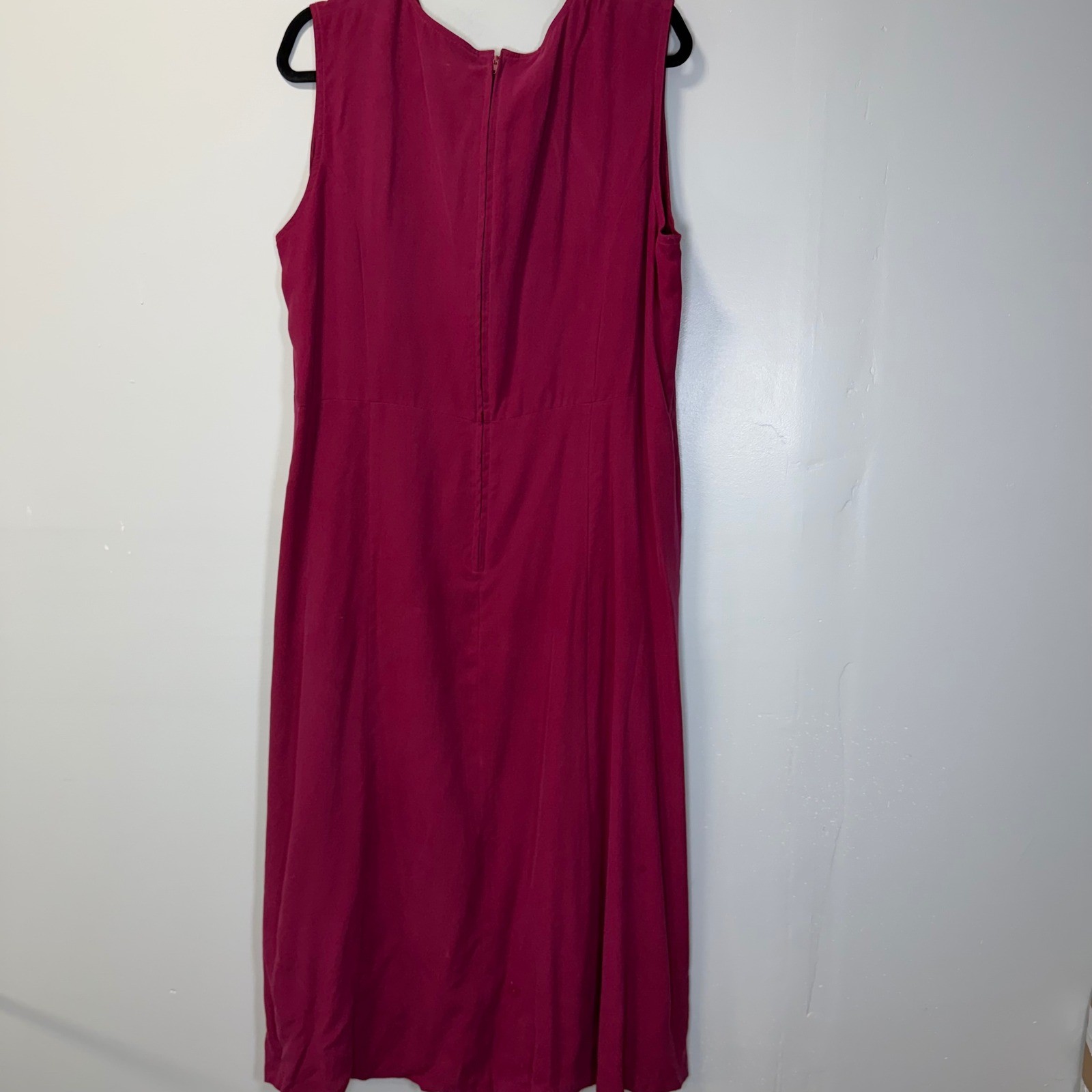 Victoria Holley Vintage Magenta Pink 100% Silk Sleeveless Maxi Dress 18W H74803