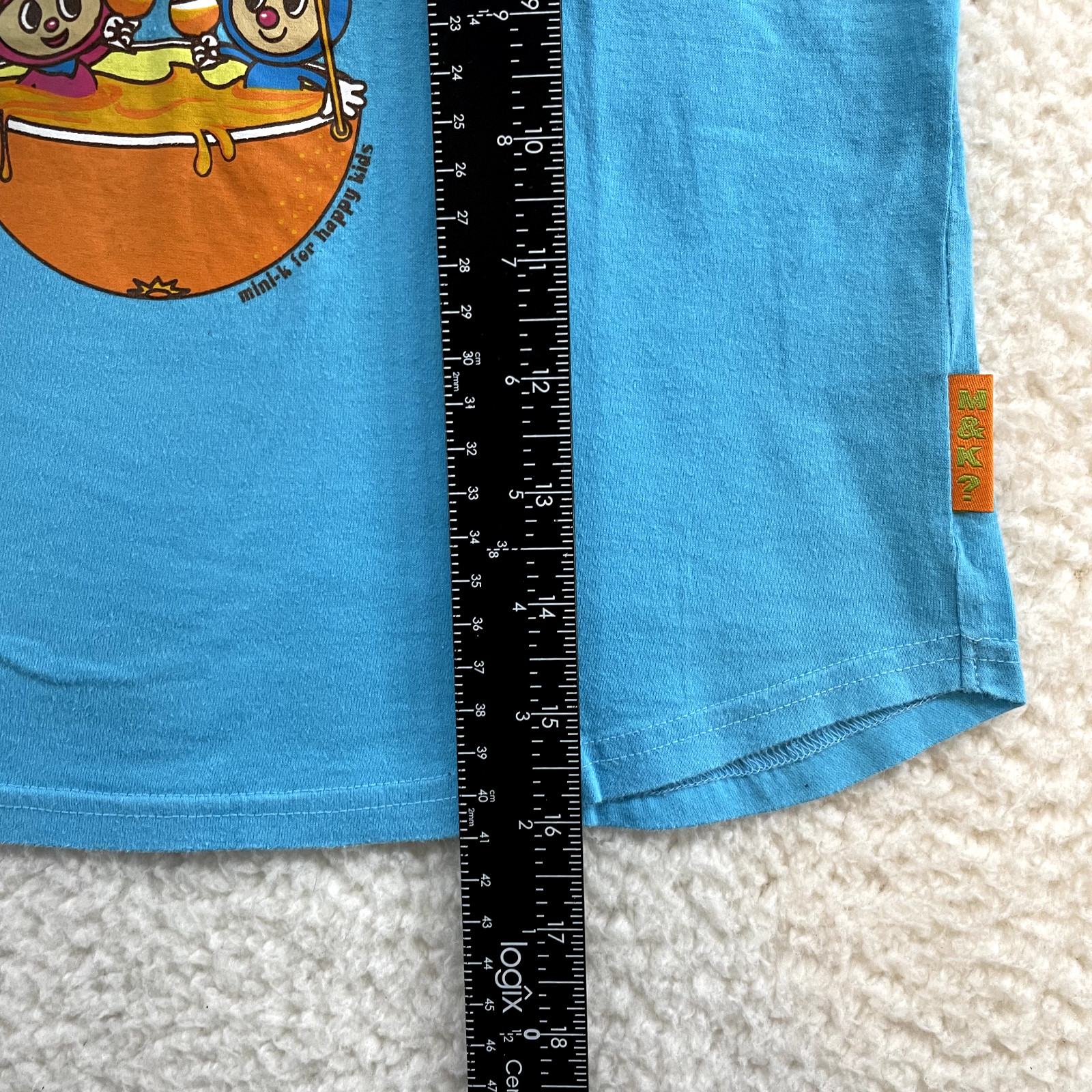 Y2K Vintage Japanese Baby Tee Crop Top XXS XS Blue Graphic Kidcore Kawaii Fruits