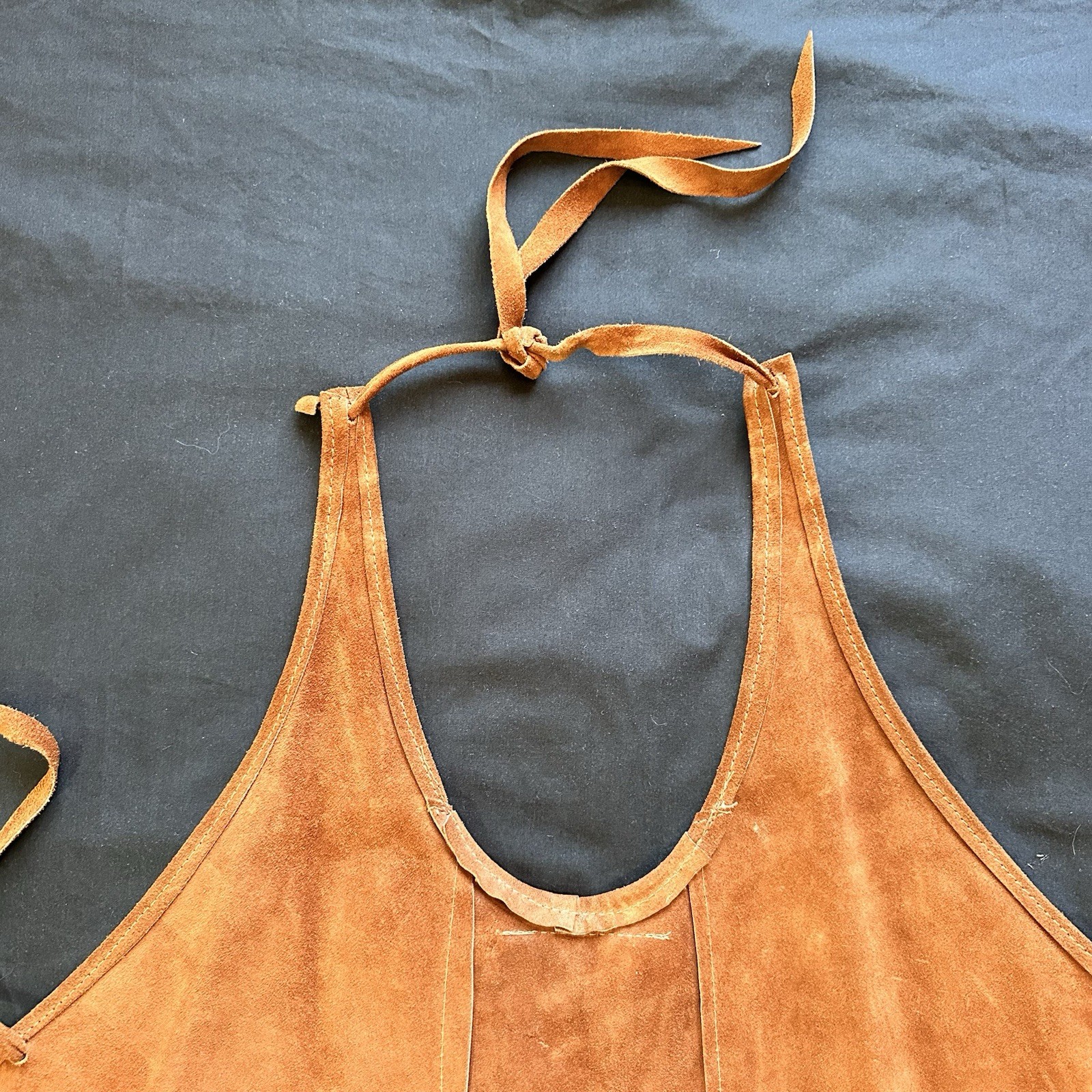Vintage 70’s NWOT Deadstock Rust Brown Suede Halter Top. Small. Boho. Festival.