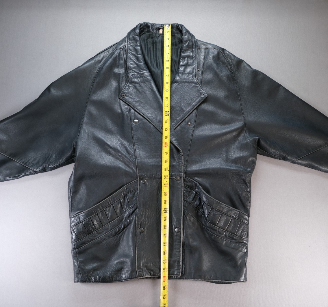 Vintage 80s Oversized Leather Jacket Batwing Dolman Sleeve Shawl Collar No Size