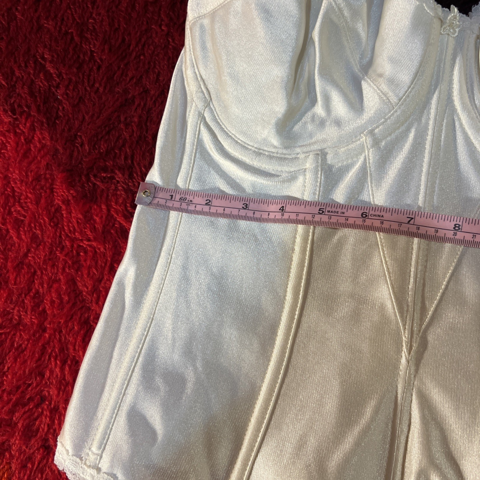 Vintage Carnival Lace Bustier Corset Top Ivory 36DD Garter Straps