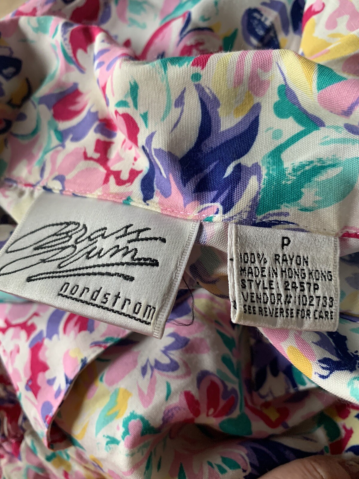 Vintage Brass Plum Nordstrom Floral 2piece Short Set Petite 8 Rayon