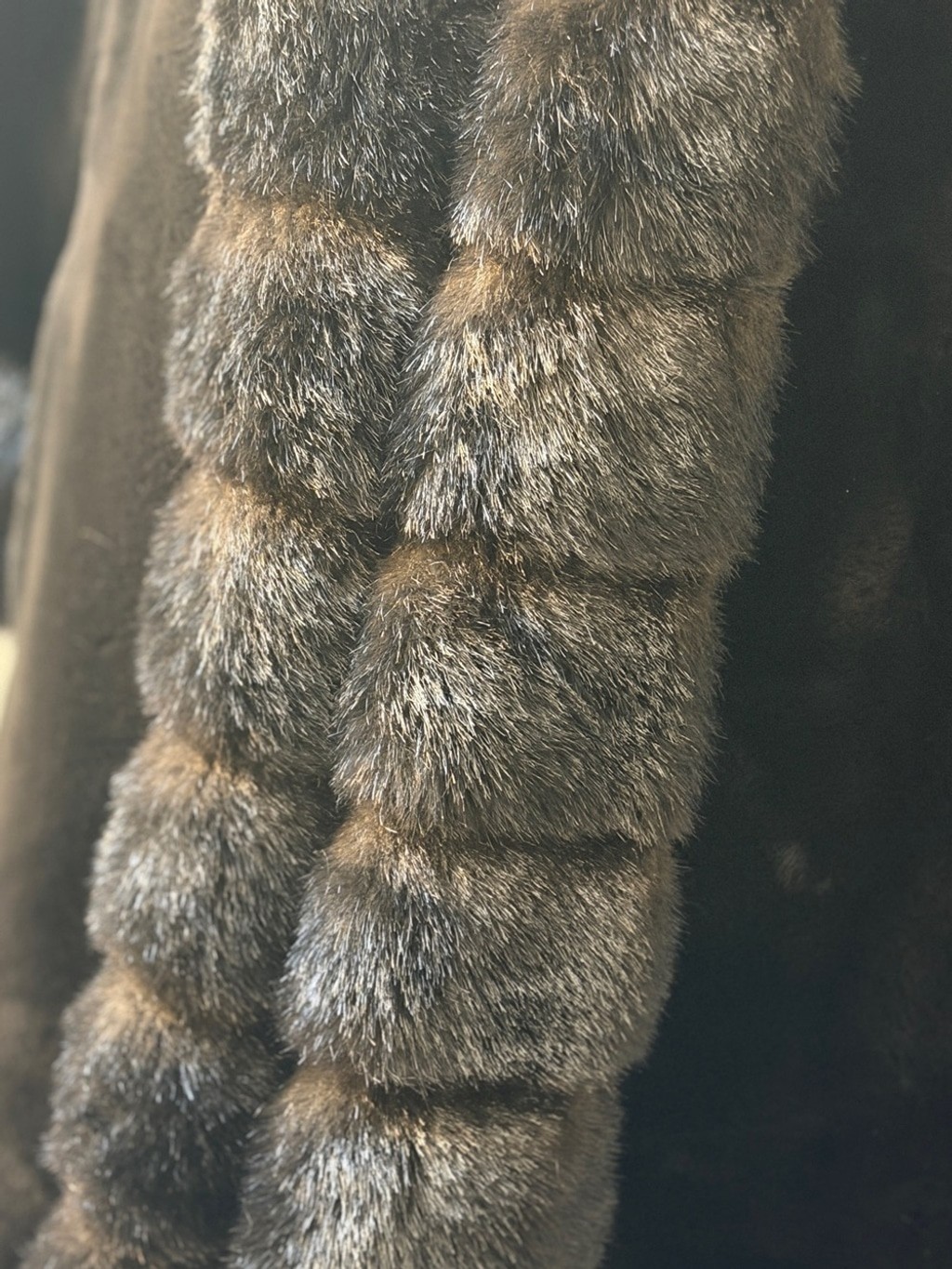 Vintage Marvin Richards Luxurious Dark Brown Faux Fur Coat with Plush Trim
