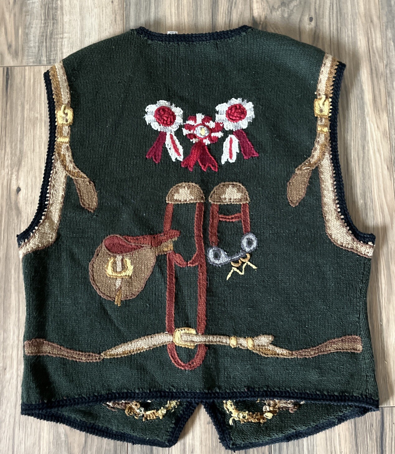 Vintage 80s Lauren Hansen Equestrian Sweater Vest Classic Preppy Old Money