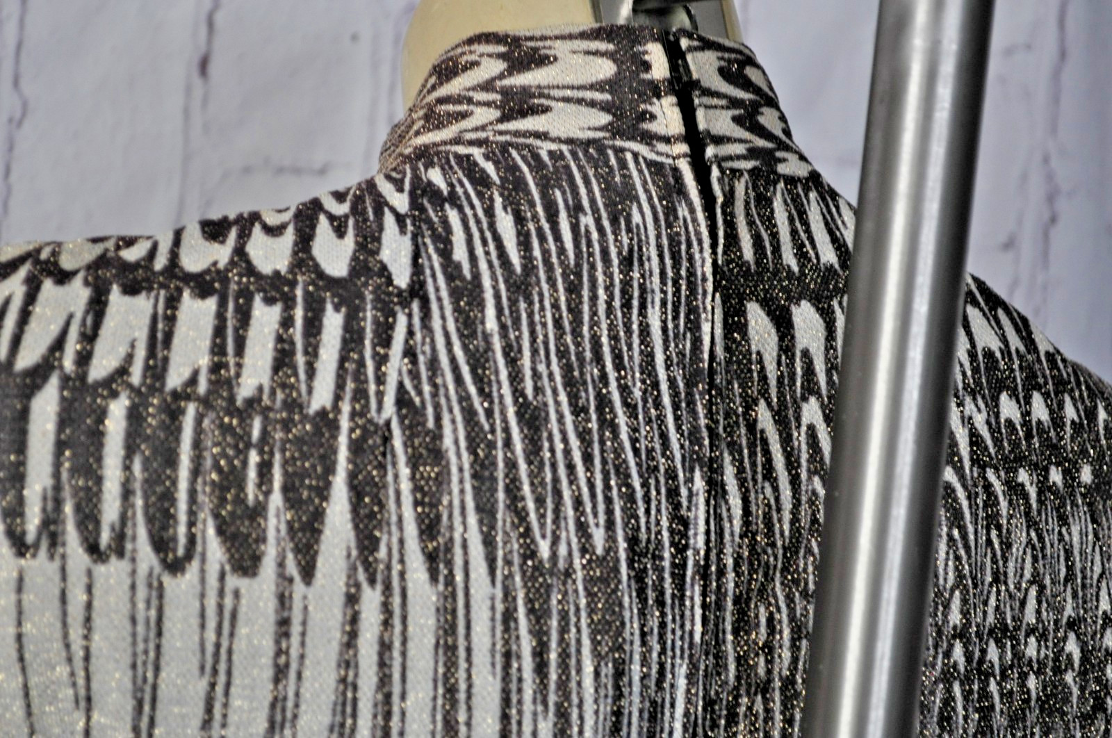 Vintage Mollie Parnis Boutique metallic Long Sleeve Dress Size S black gold