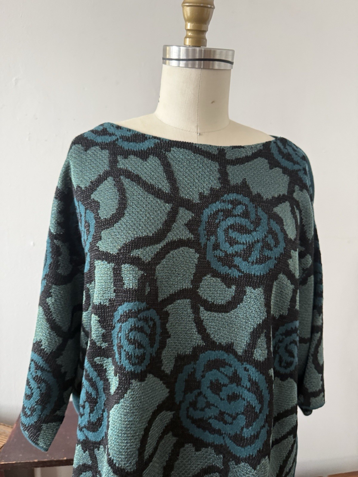 Vintage Dries Van Noten Rose Jacquard Knit Oversized Sweater/Tunic Avant Garde