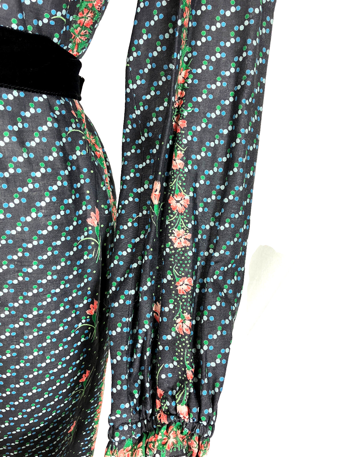 Vintage 70s Mixed Floral Prairie Style Cotton Dress Vampire D’accord Betty Carol