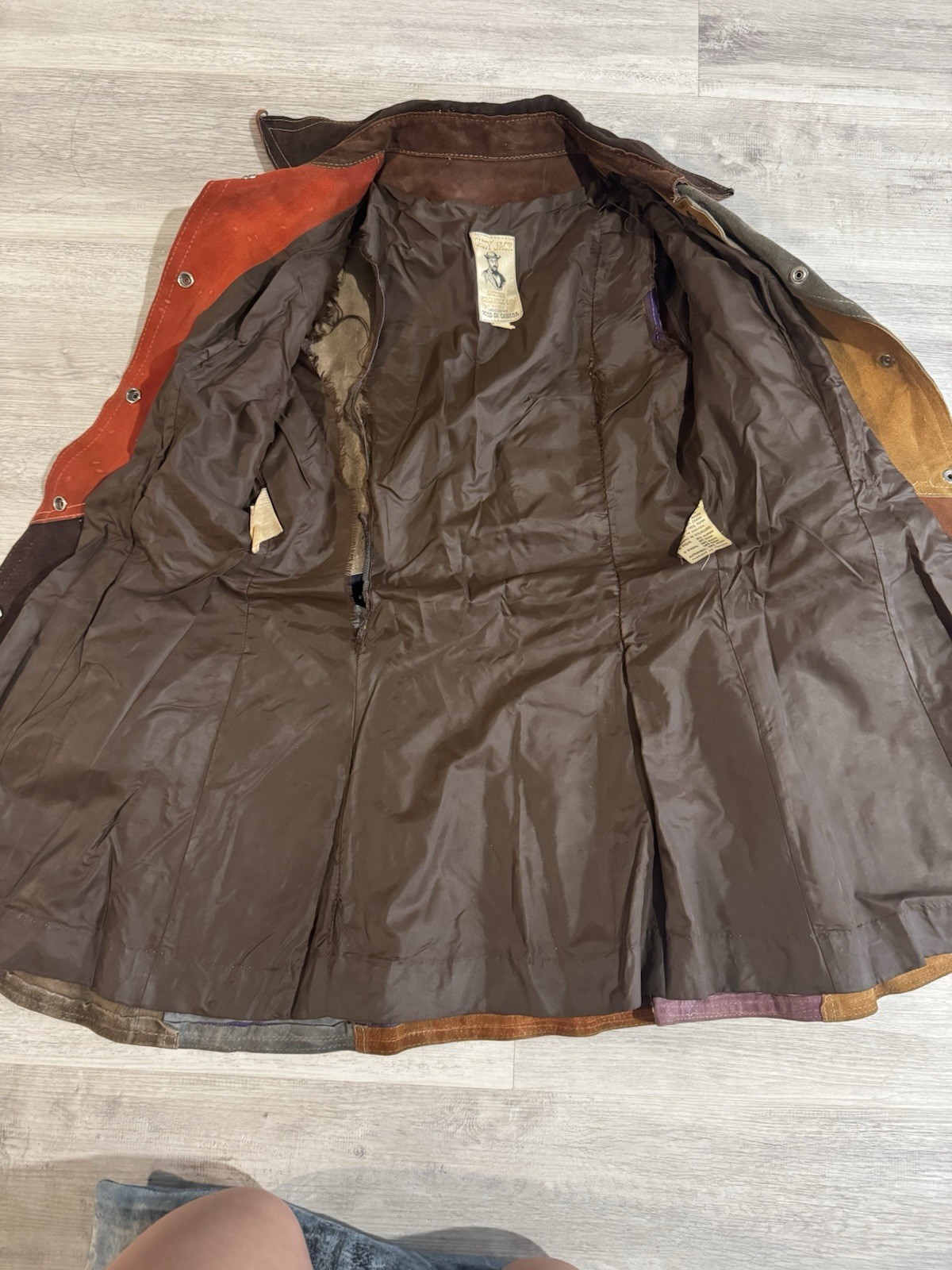 Vintage Gassy Jack Patchwork Suede Jacket Small Brown Orange Coat 70s Vancouver