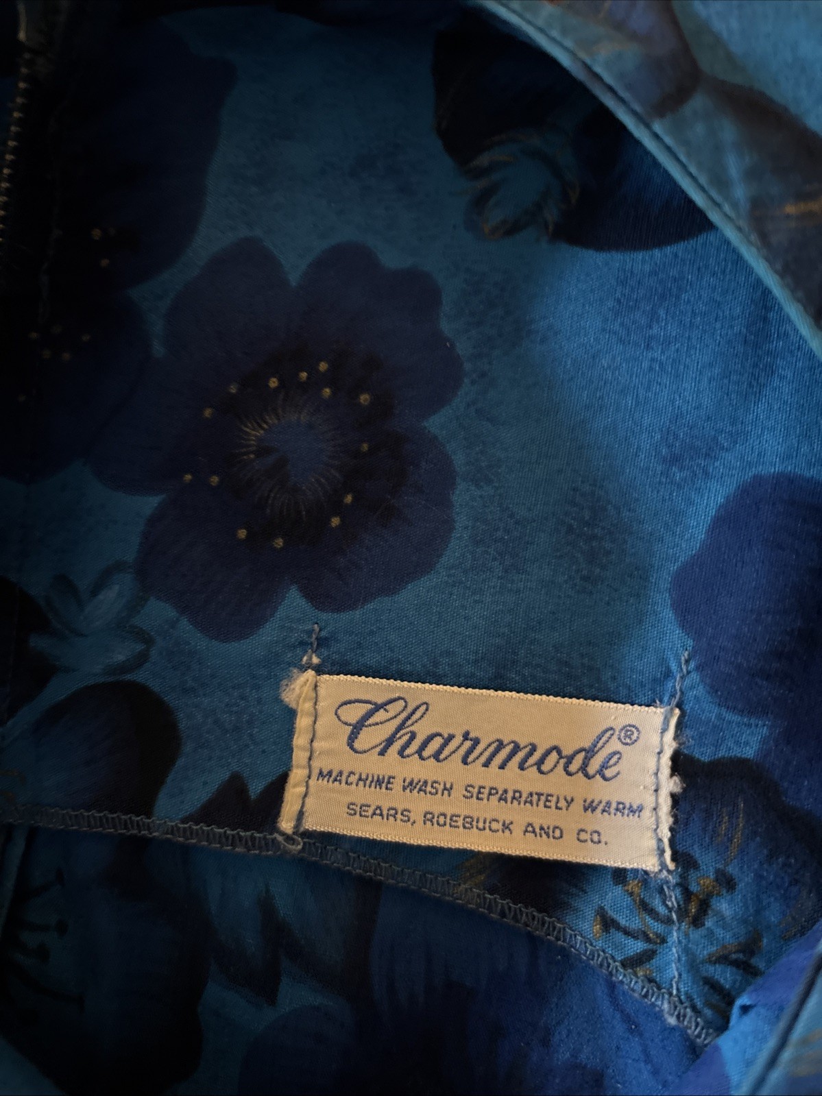 Vintage Charmode Sears & Roebuck Blue Sleeveless Cotton Dress Long Size S/M
