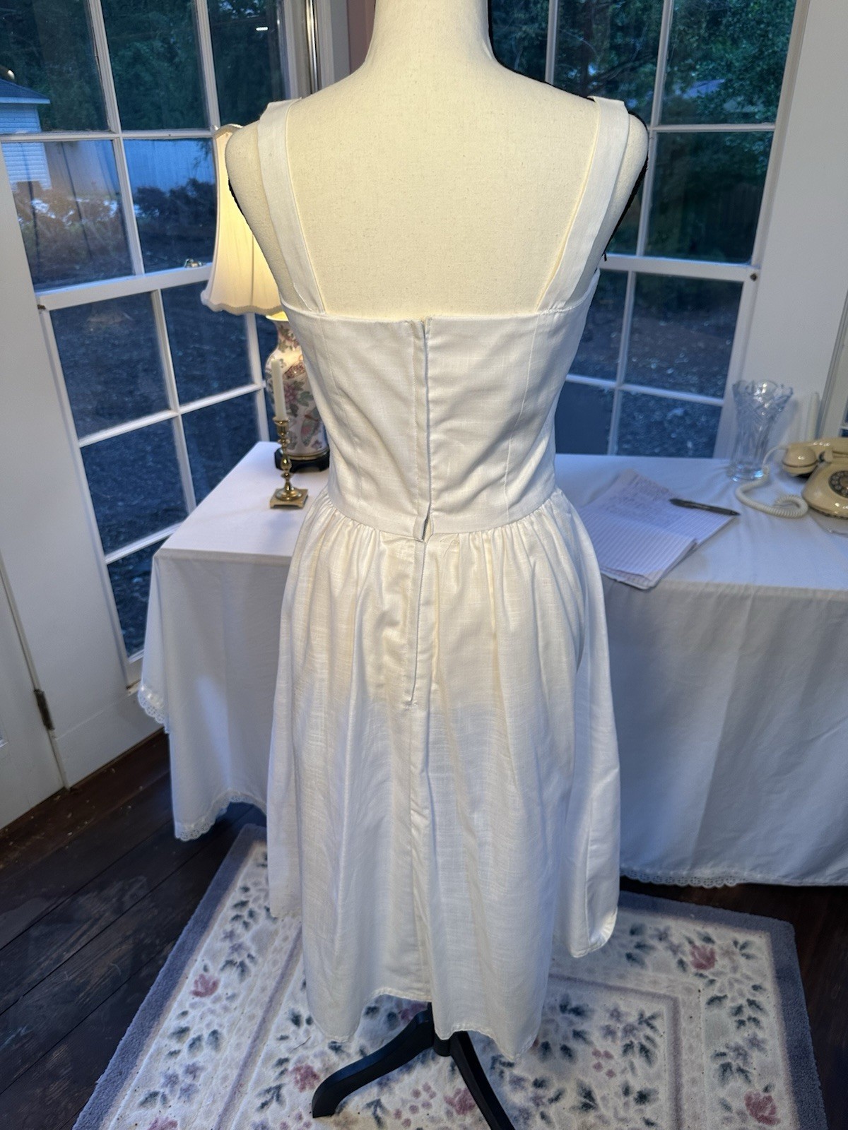 Vintage 50s Off-White Eggshell Swing Dress With Jacket Princess Bodice Small