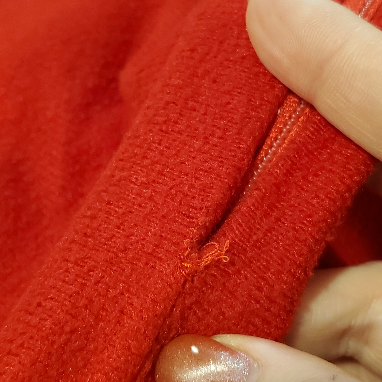 Vintage Christmas Velour Red Housecoat Robe Zip Front Long Plaid Ruffles Small