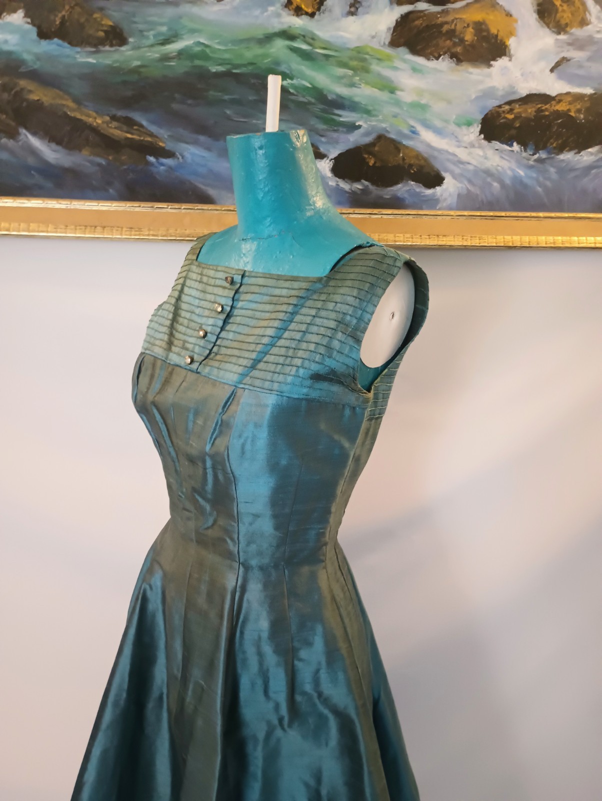 Sandra Sage 1950s Hollywood Silk Evening Dress
