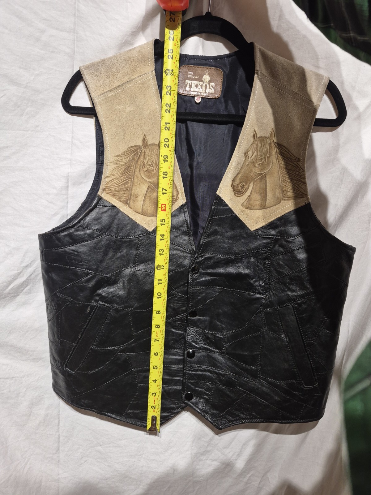 Texas Mexican Leather Horse Vest Leather Hand Tooled On Front & Back COWBOY