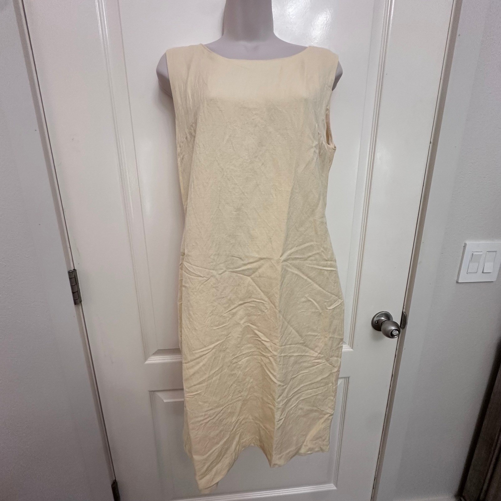 Coldwater Creek Womens 10 Butter Yellow Linen Dress Jacket Suit Ruffle