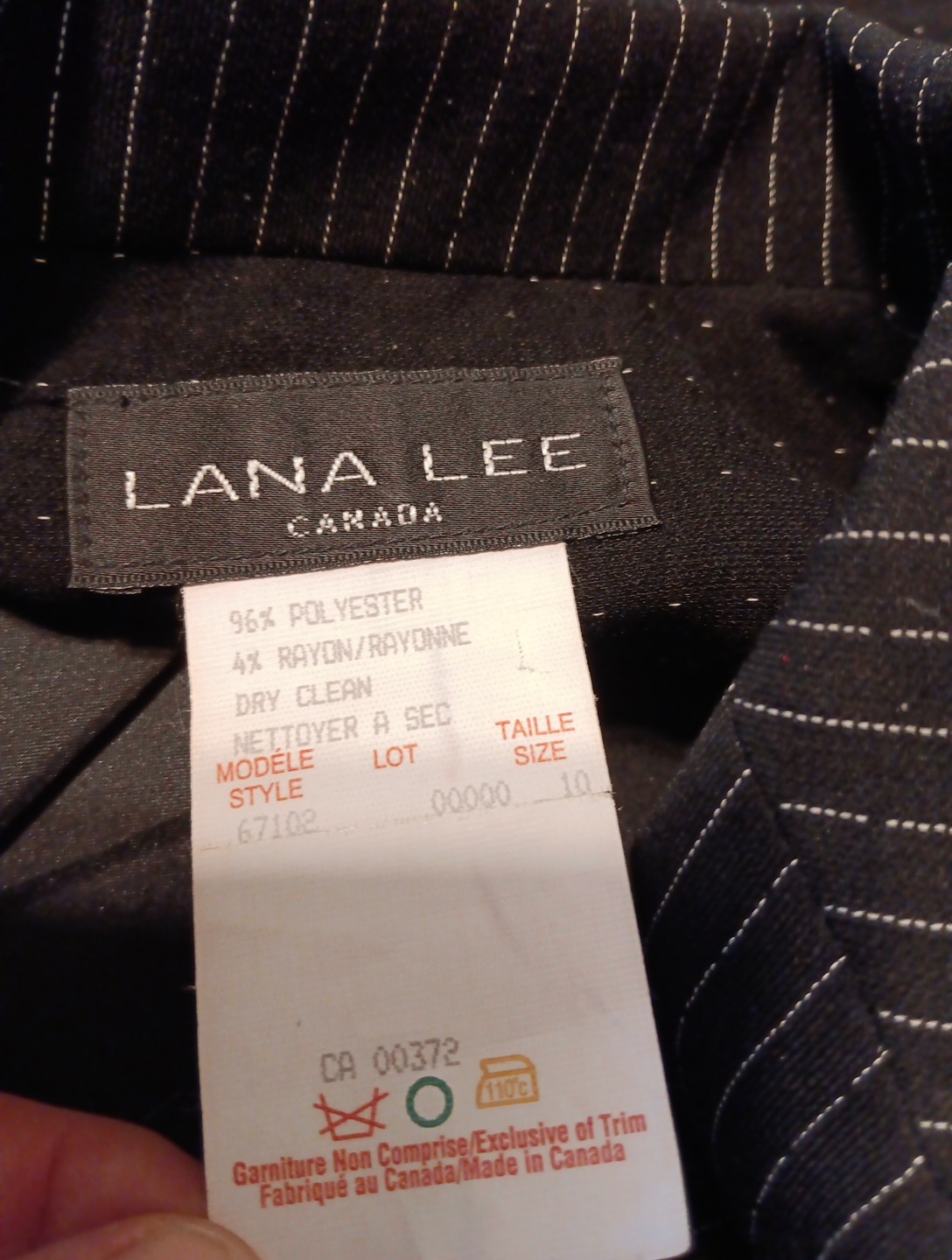 VTG Lana Lee Womens 10 Jacket Cropped Retro Black Gray Artsy Pinstripe Indie