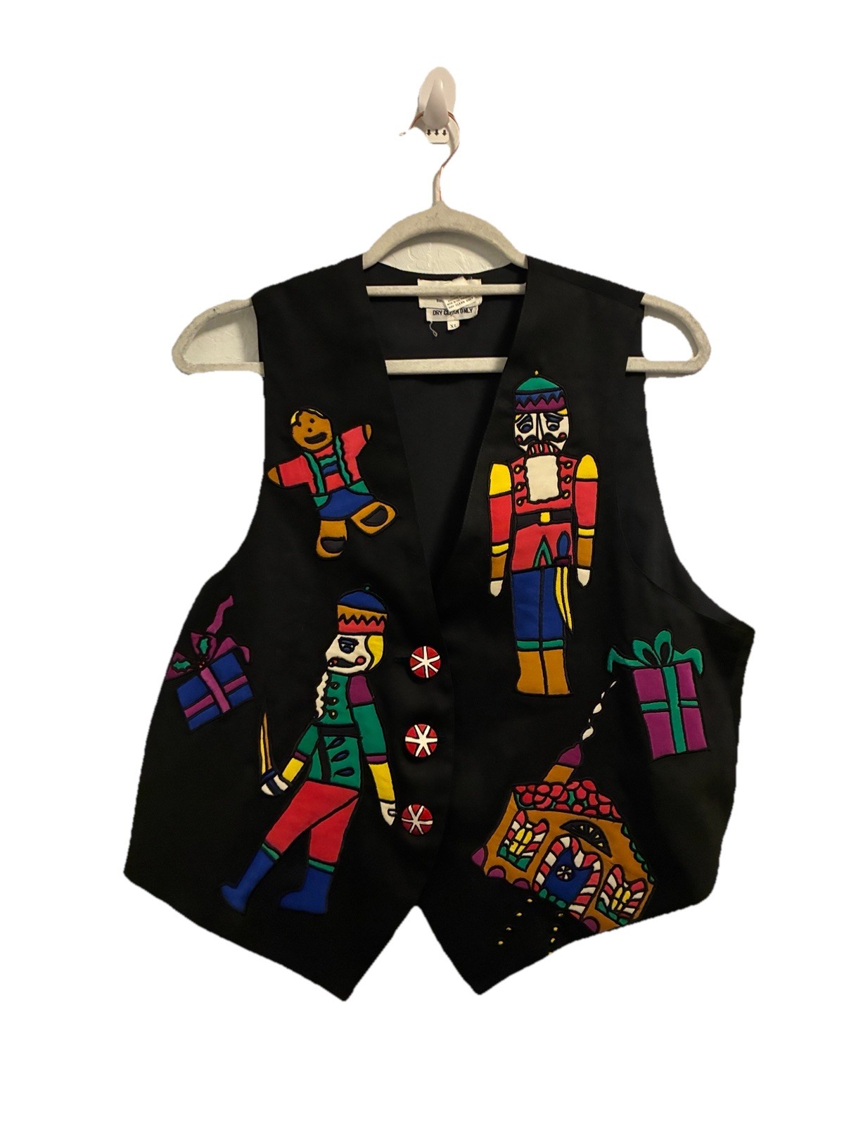 Vintage Christmas Silkscapes Holiday Vest Hand painted 100% Silk Women XL