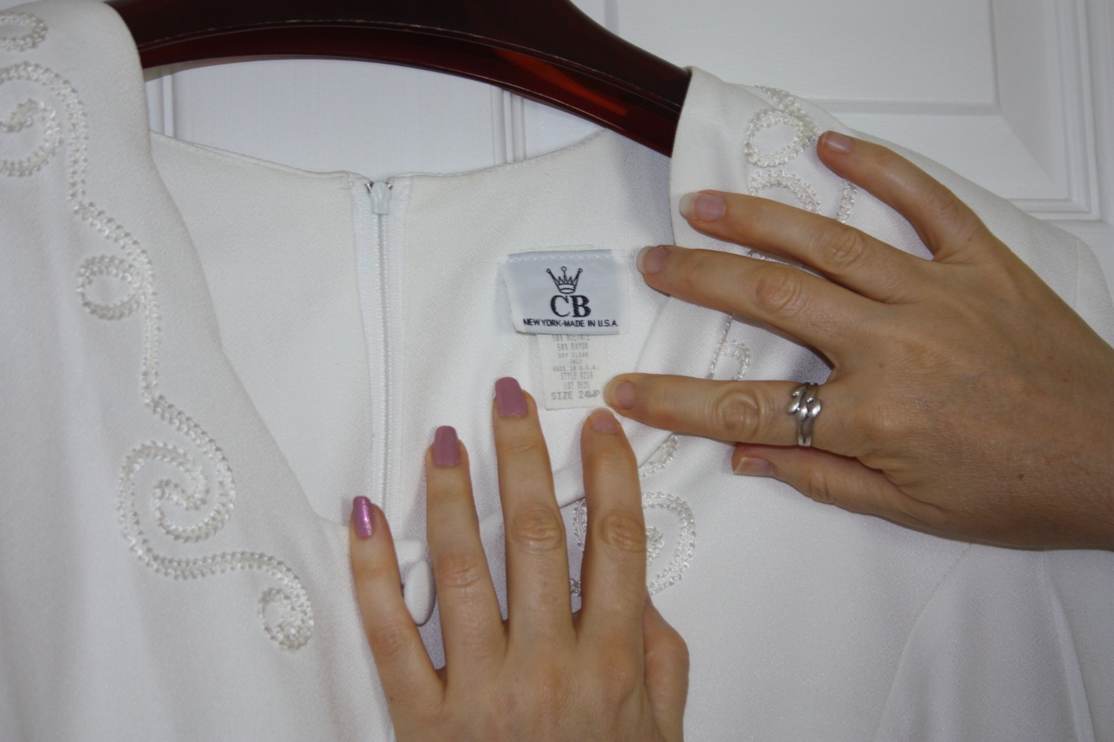 CB New York Vintage Cottagecore Prairie Dress Womens 24 White Layered Embroidery