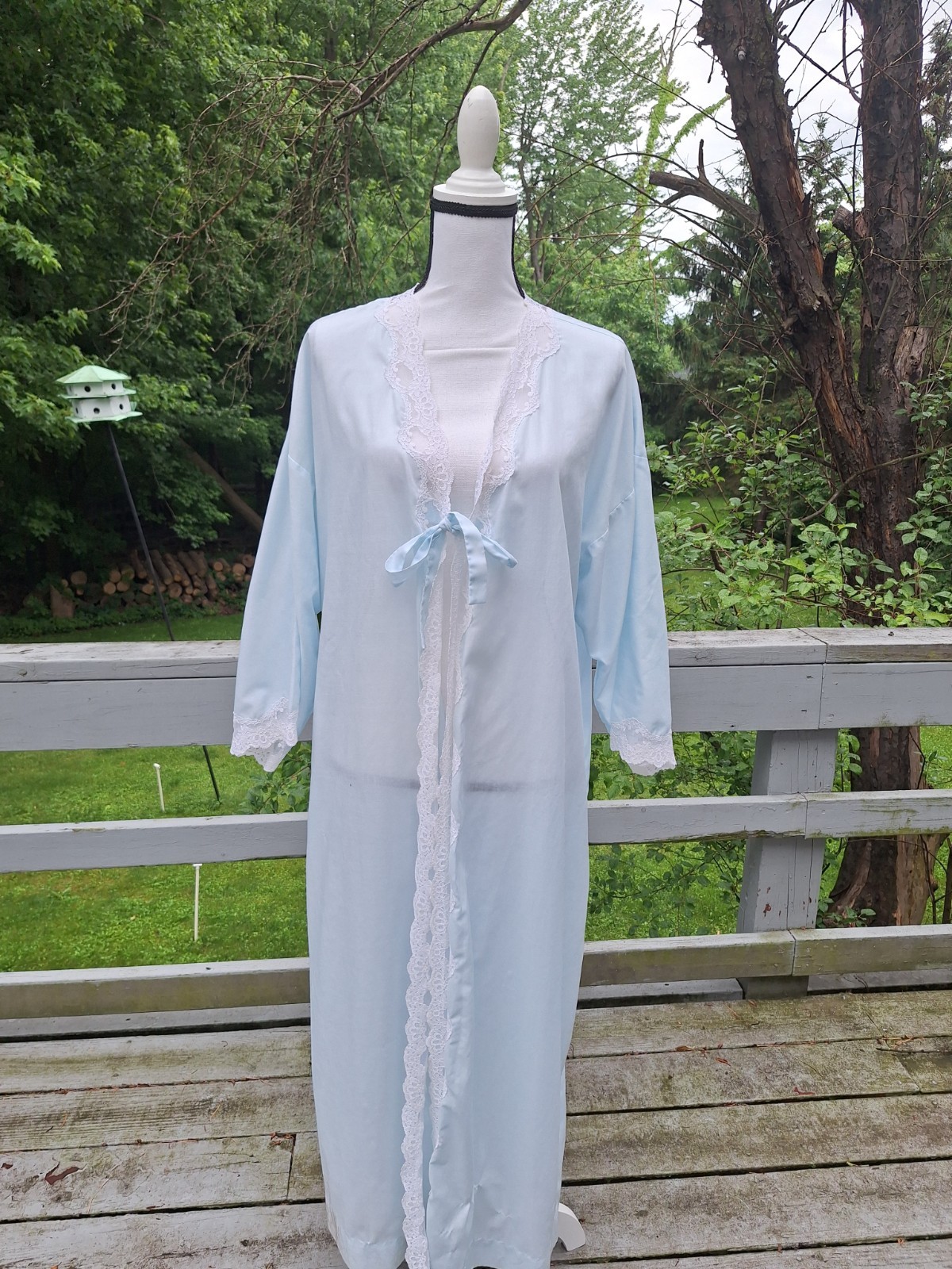 Corhan Vintage Baby Blue Bathrobe Dressing Robe Large