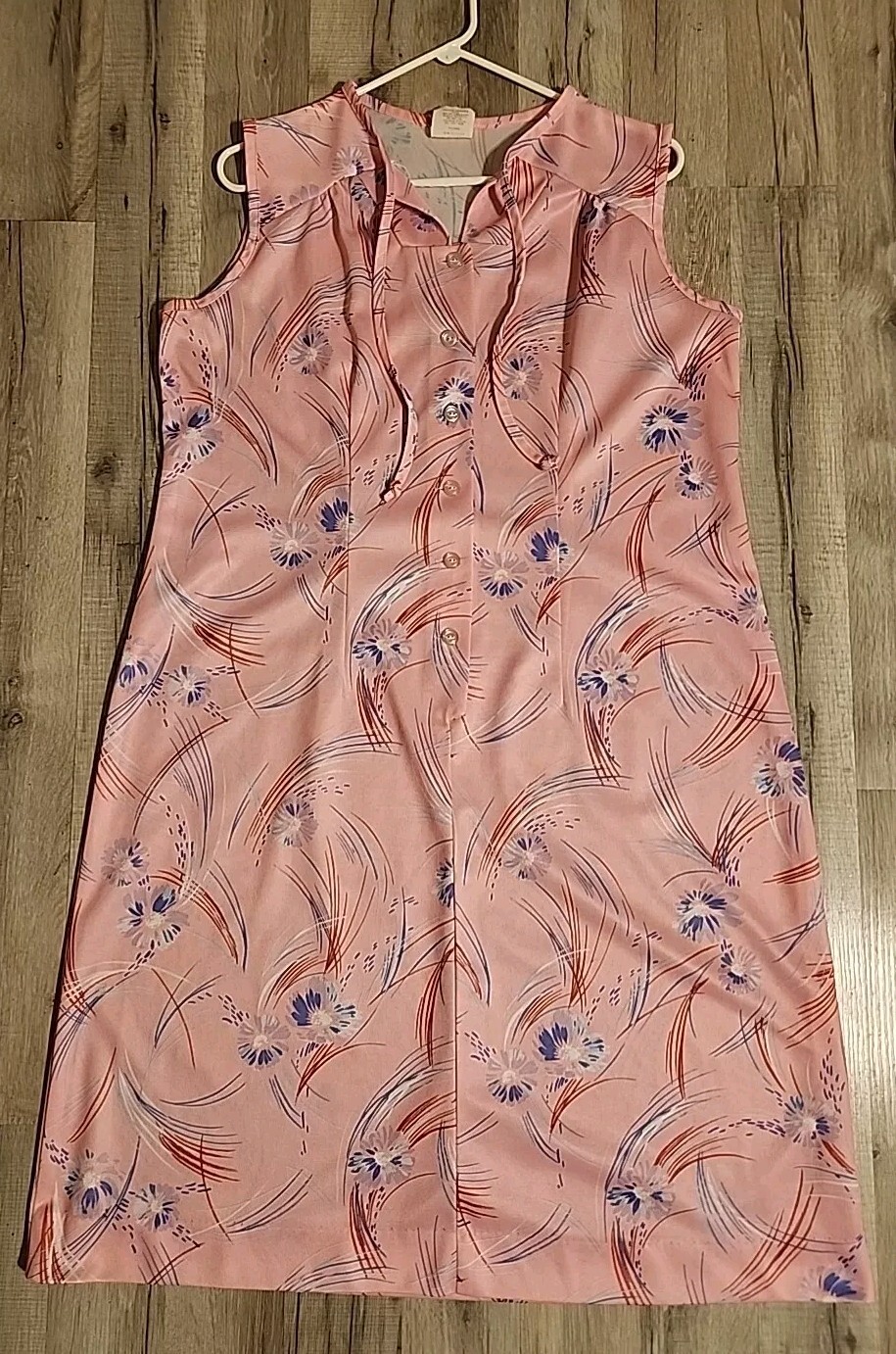 Vintage 70s80s Sleeveless Day Dress Casual Sz 20½ Pink