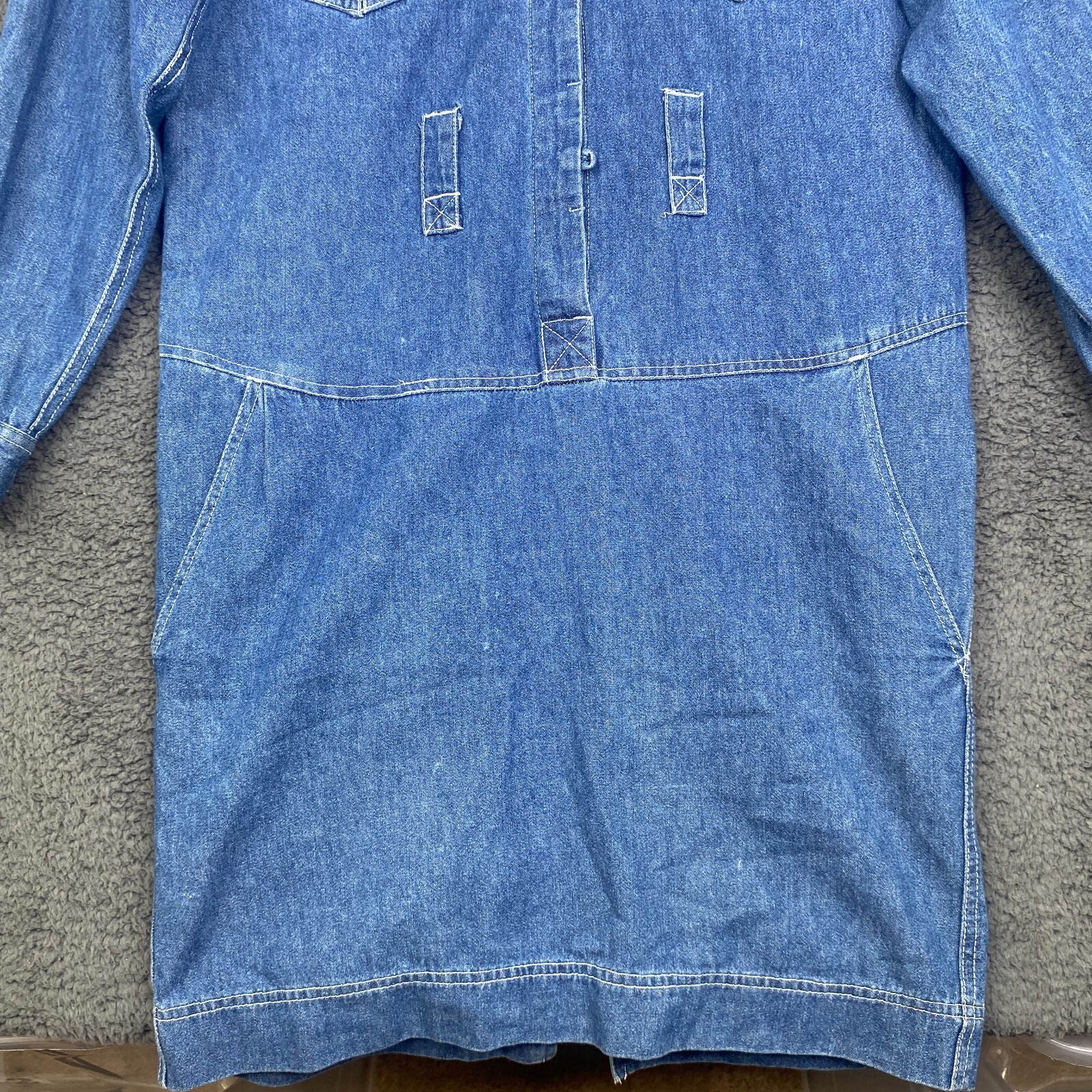 Vintage 90’s FADS Medium Wash Denim Mom Button Up Denim Dress Size 6 Cottagecore