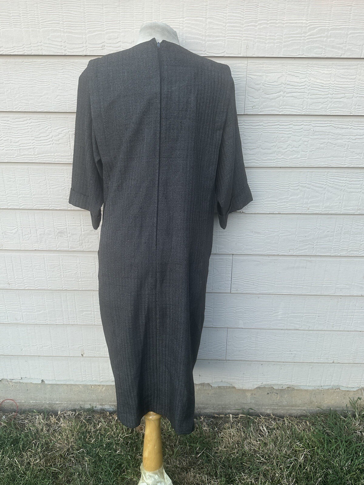 NANCY GREER NEW YORK VTG 70s Black Sheath Dress MED