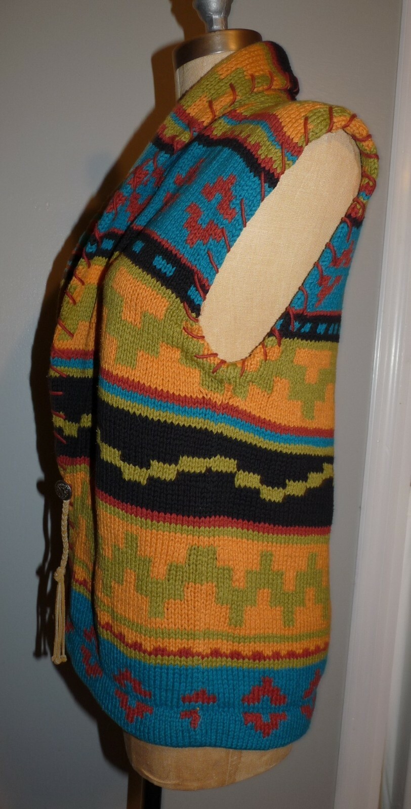 Vintage Country Shop Marshall Fields Hand Knit Cotton Western Sweater SMALL SALE