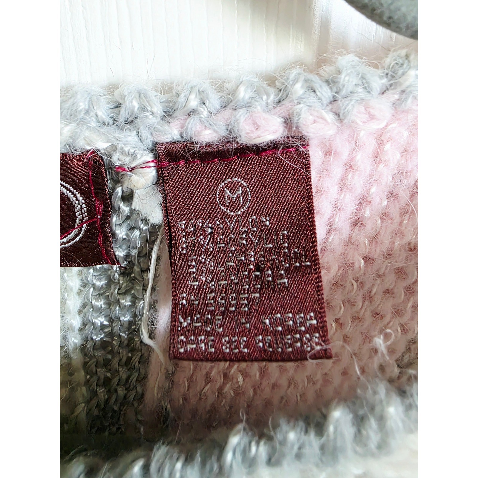 Vintage Ginenne M 80s Colorblock Sweater Pink Aqua Silver Metallic Wool Acrylic