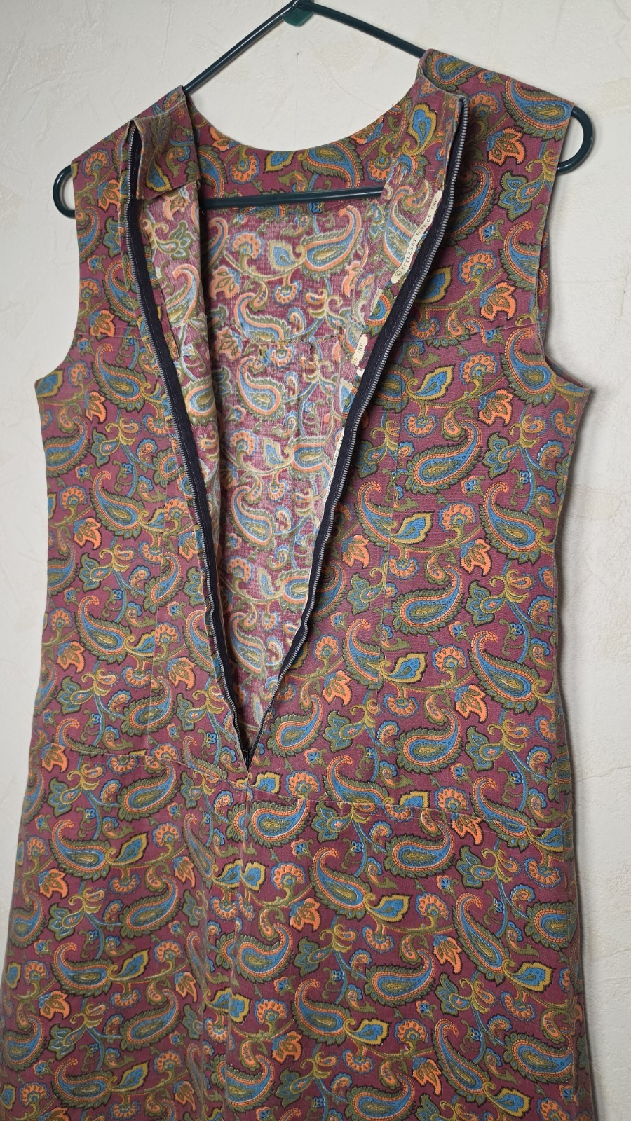 Vtg 60s 70s Paisley Sleeveless Shift Dress Boho Retro Groovy Mod Size Small