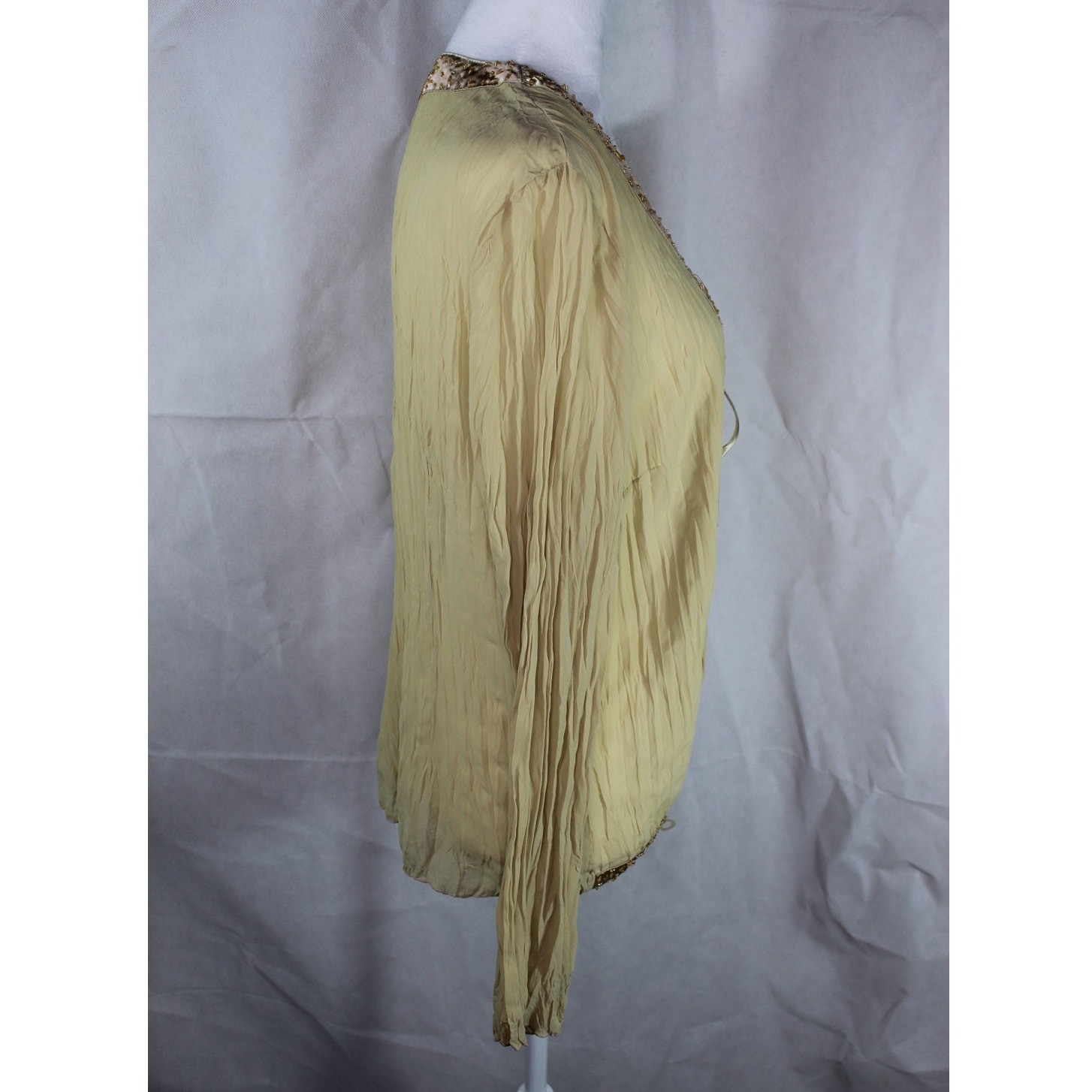 Vintage Kaelyn Max Y2K 90s Sheer Cardigan Beaded Satin Trim Tie Front XL