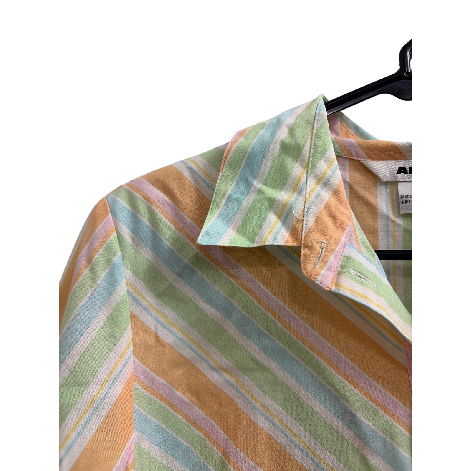 Blouse Striped Pastel Vintage Alia Womens XL Multi Color Button Down Top