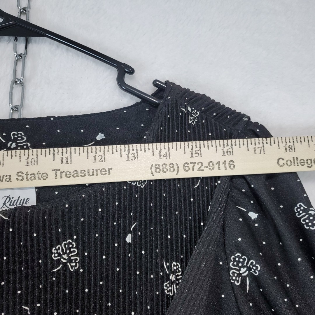 Vtg 70s Laurel Ridge Black Floral Midi Dress Smocked Overlay Top A Line Sz 15/16