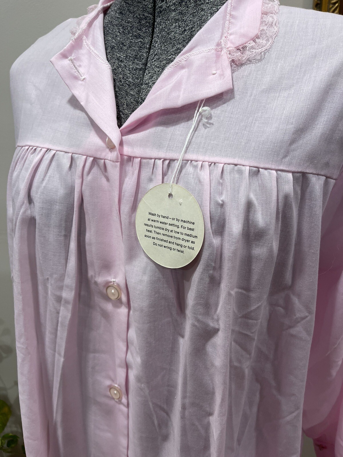 Vintage Katz Coat Never Press-NWT-NOS-baby Pink-embroidered Flowers-vtg Medium