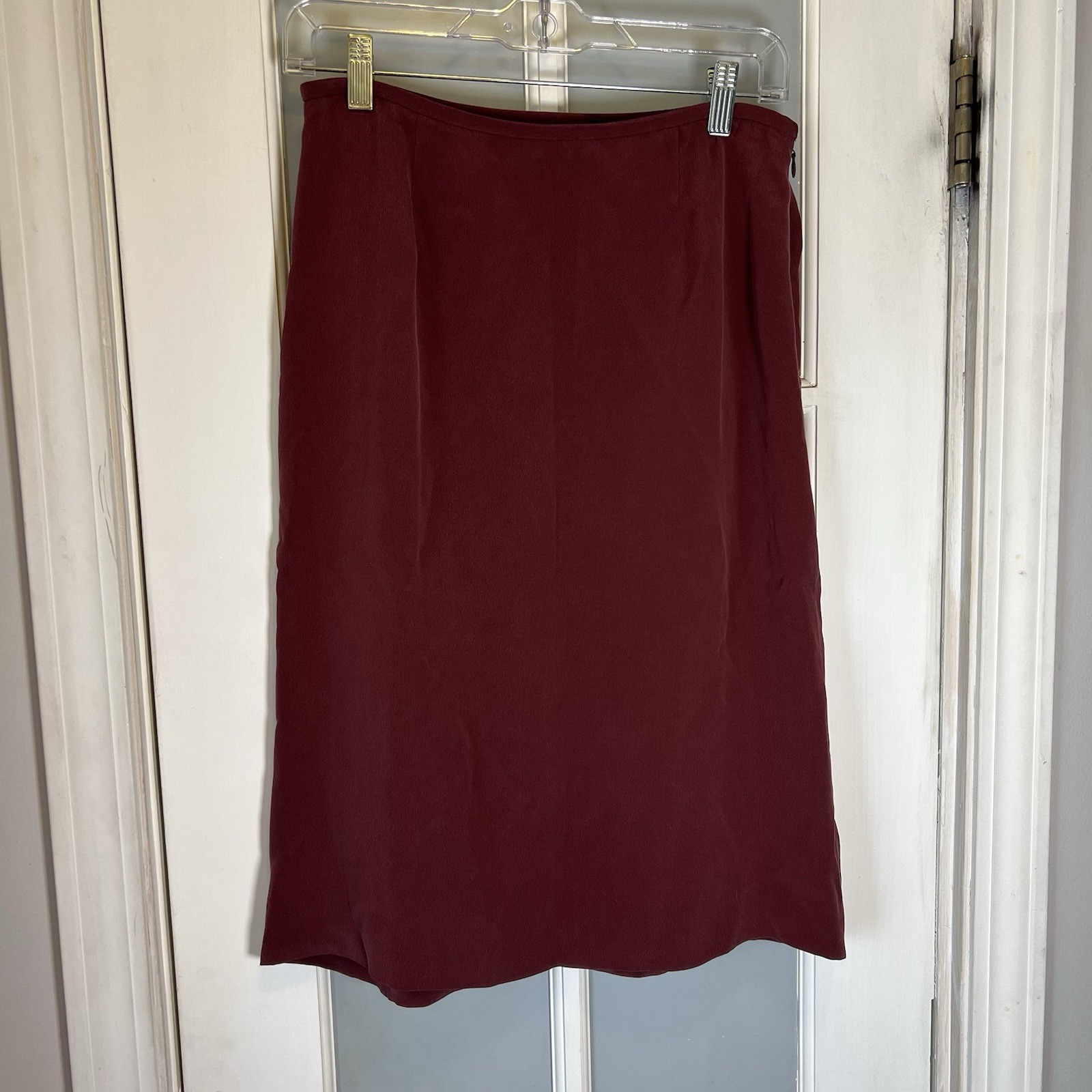 Vintage 90s Y2K 100% Silk Skirt Size 8 Dark Red Fairy Core Whimsygoth Grunge