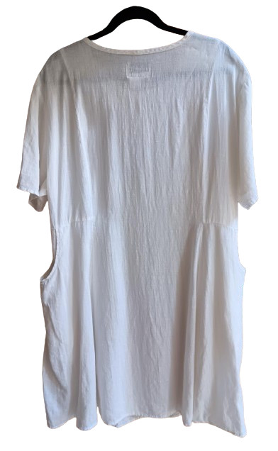 VTG FLAX Jeanne Engelhart White Linen Short Dress/Top Lagenlook – Size L!