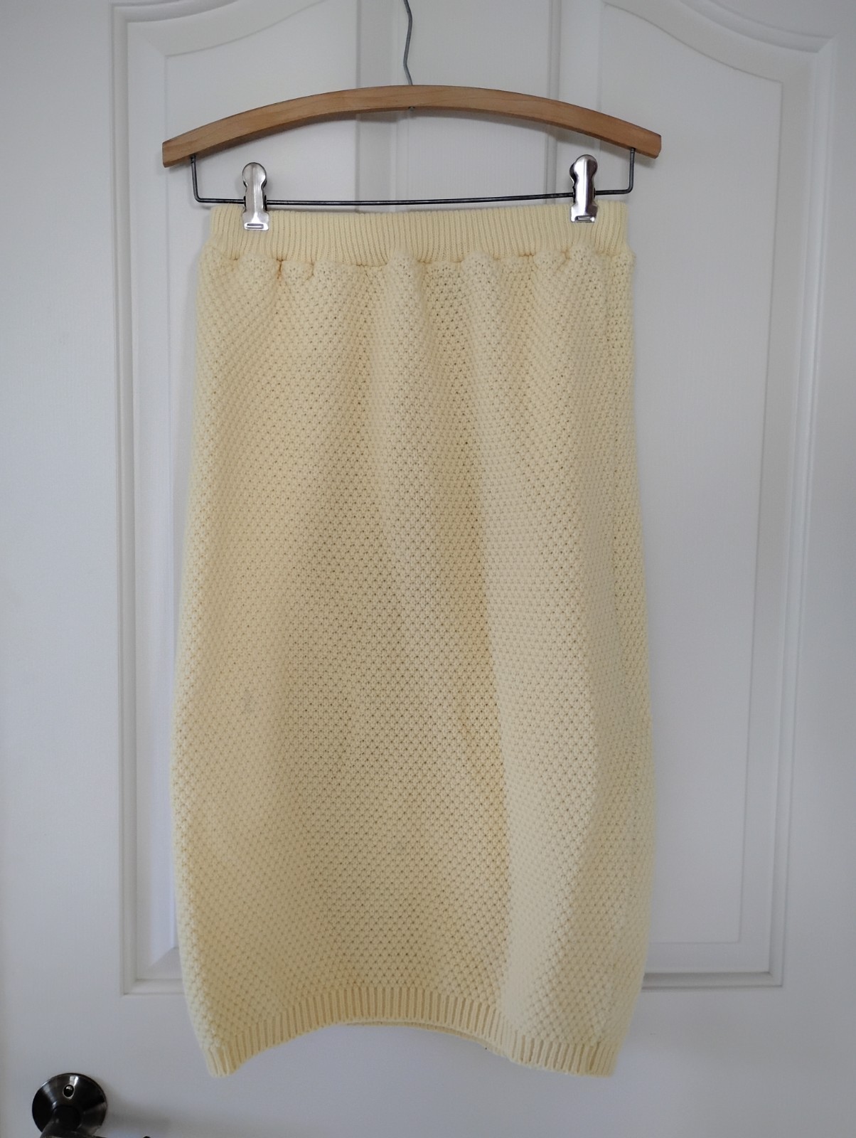 Vintage 1987 Pale Yellow Sweater and Skirt Outfit Size Medium by Perspective