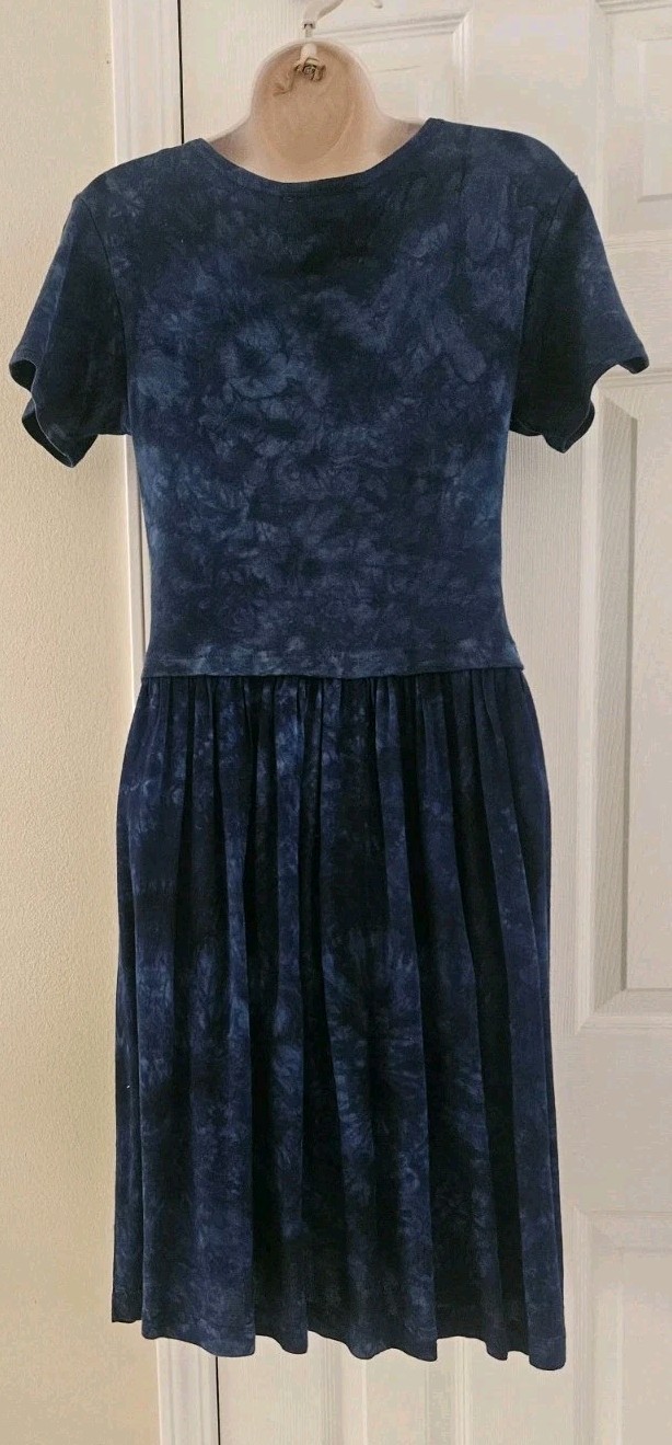 VTG TICKETS CLOTHING USA Dress Short Sleeve Pull-over Blue Womens Sz 3/4