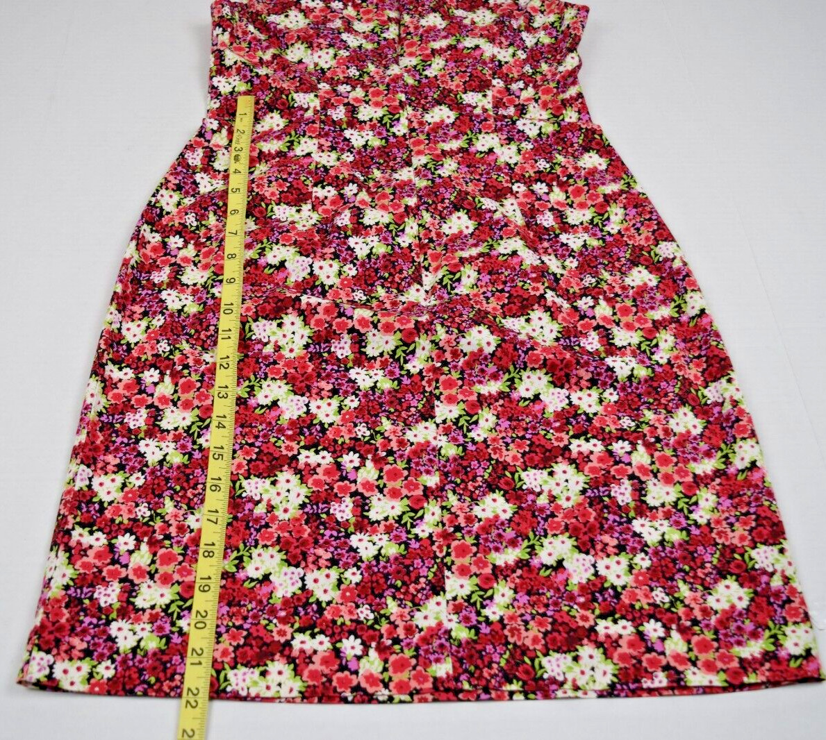Vintage Mini Dress CDC Size S/M 90s Black Cherry Red White Green Floral Cotton