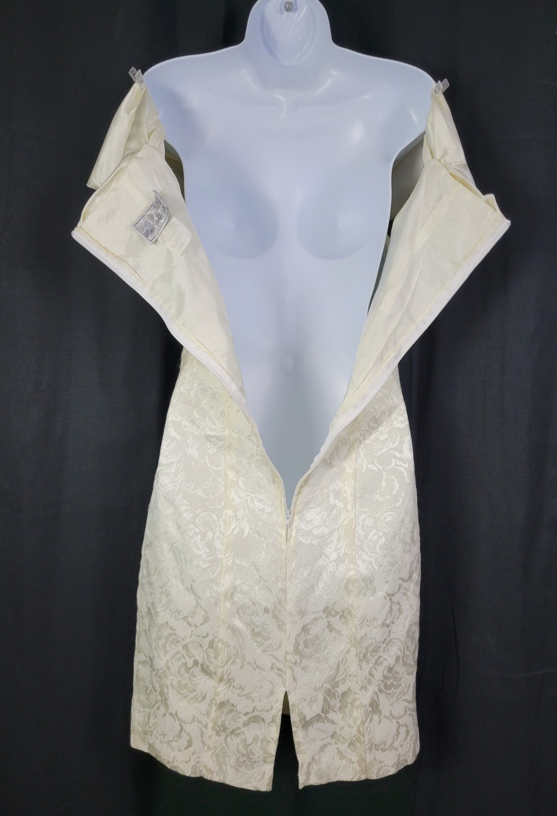 Vintage Paris Sport Club Cream Brocade Mini Dress w Satin Bow Size 5